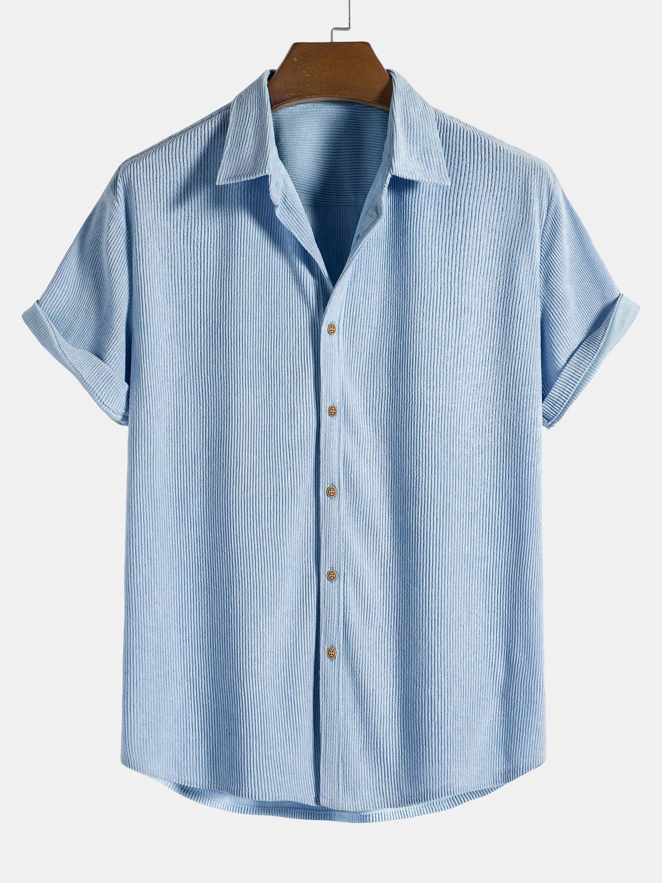 Short Sleeve Corduroy Button-Up Shirt
