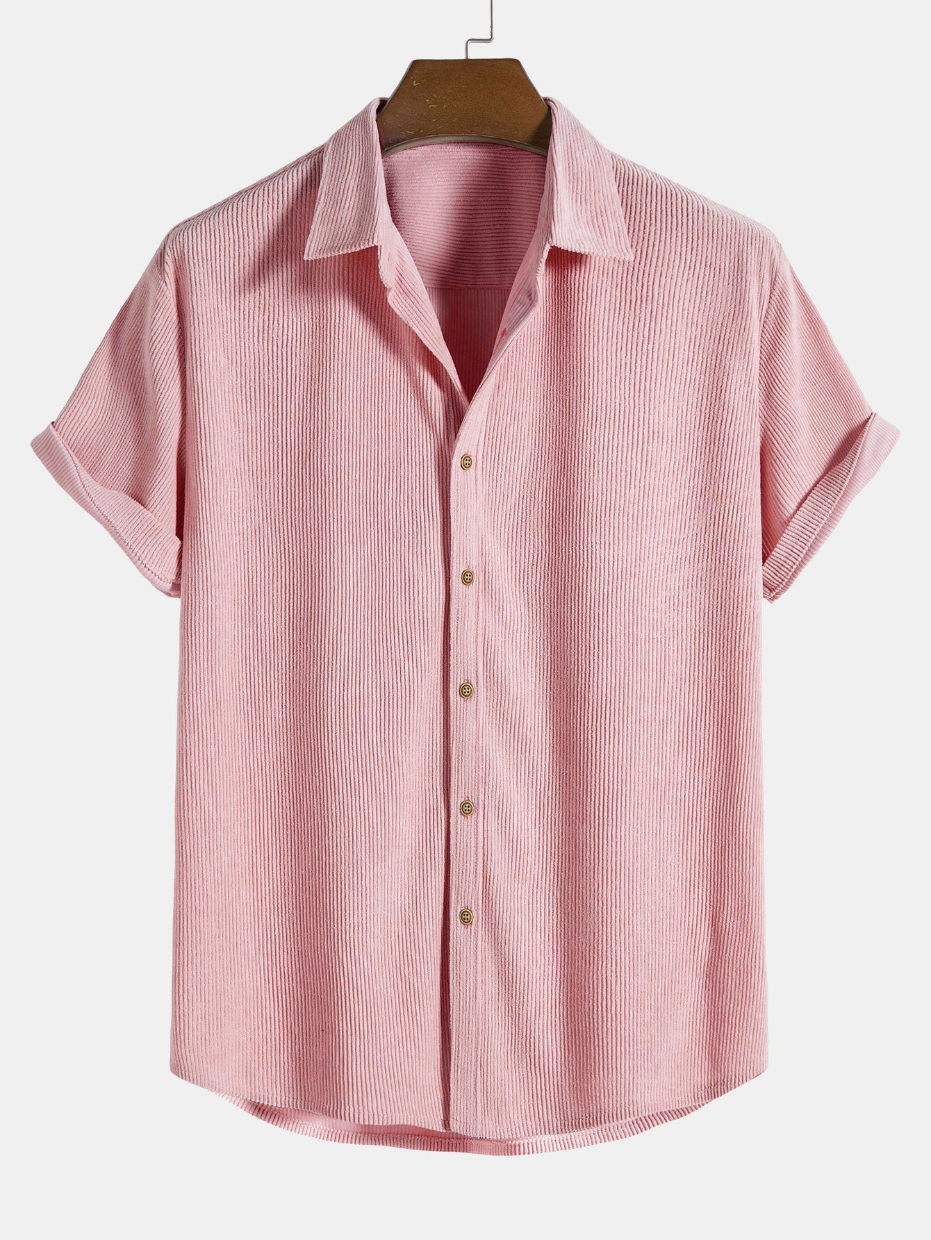 Short Sleeve Corduroy Button-Up Shirt