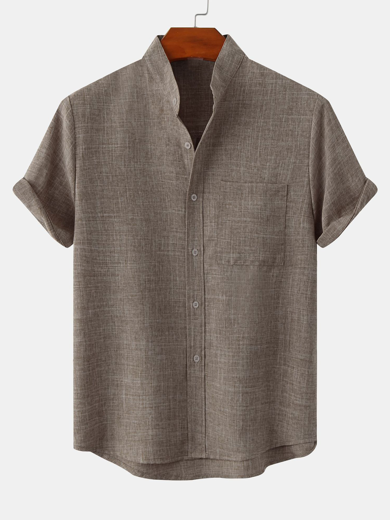 Men's Stand Collar Shirt with Pocket