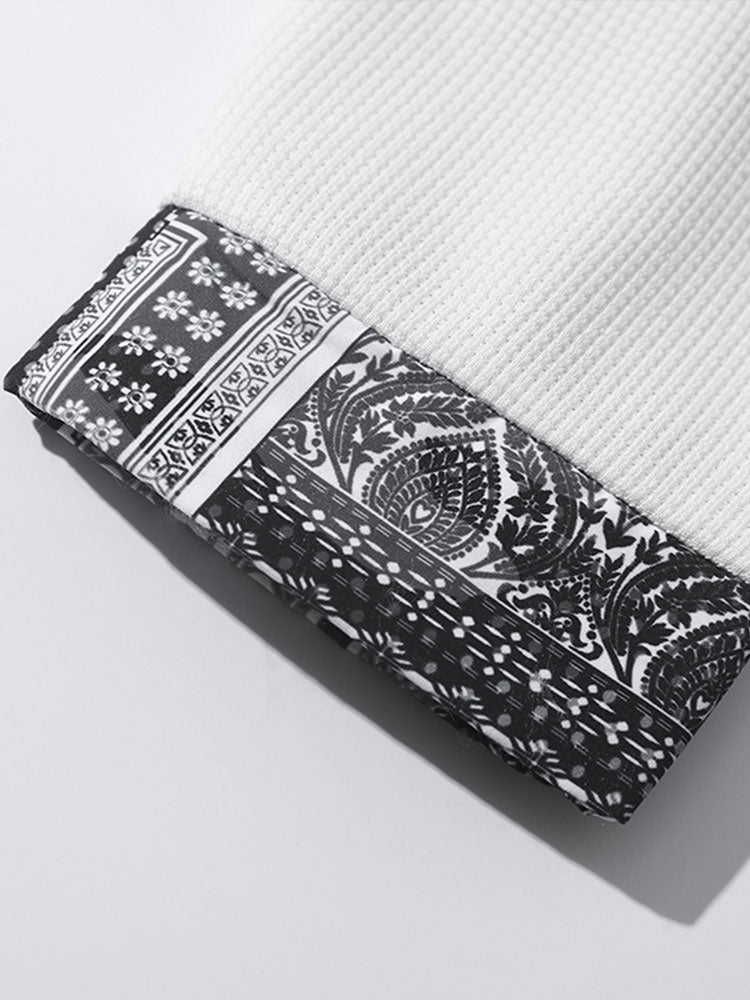 Paisley Pattern Waffle Knit Sweatshirt