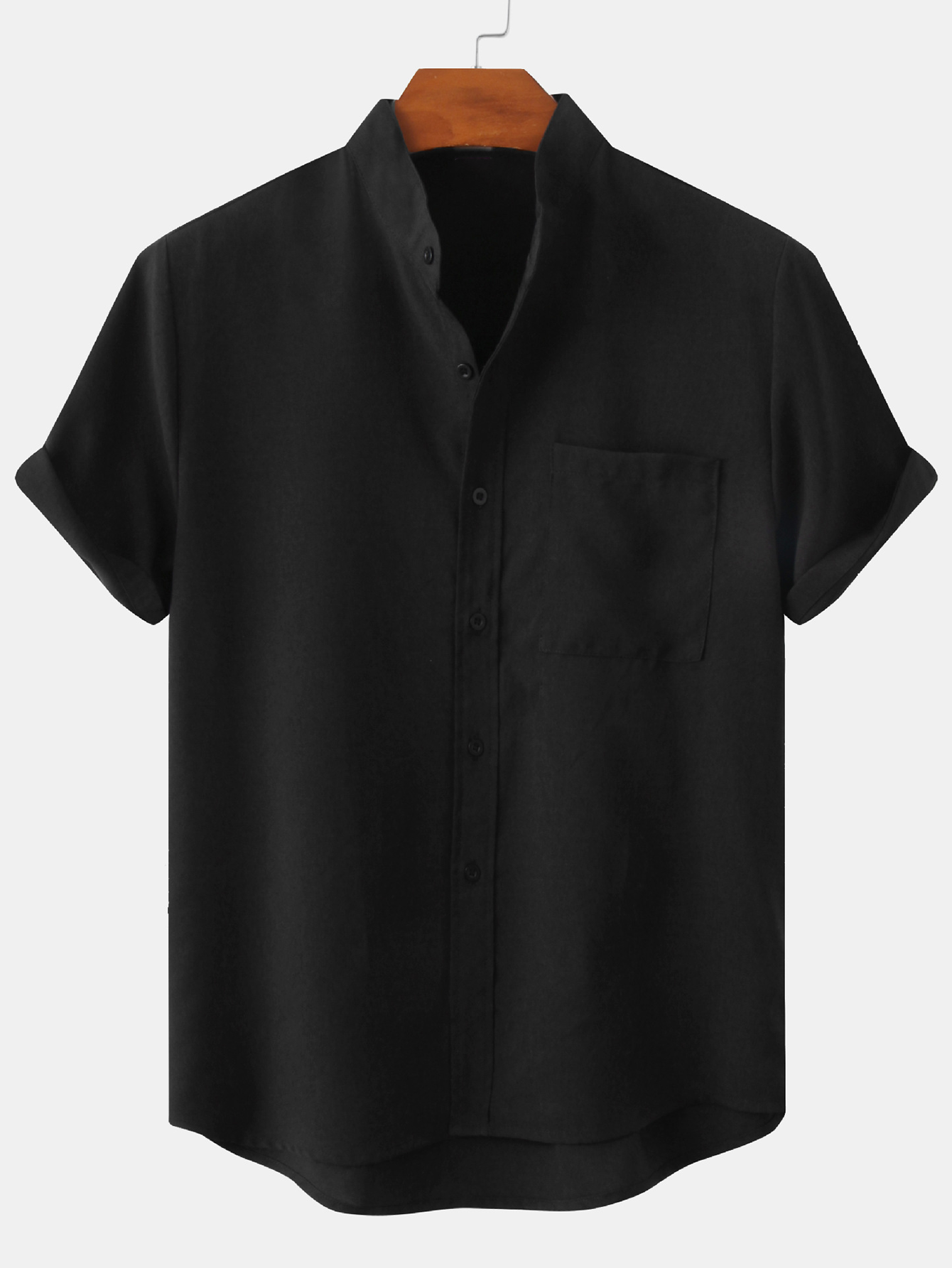 Men's Stand Collar Shirt with Pocket
