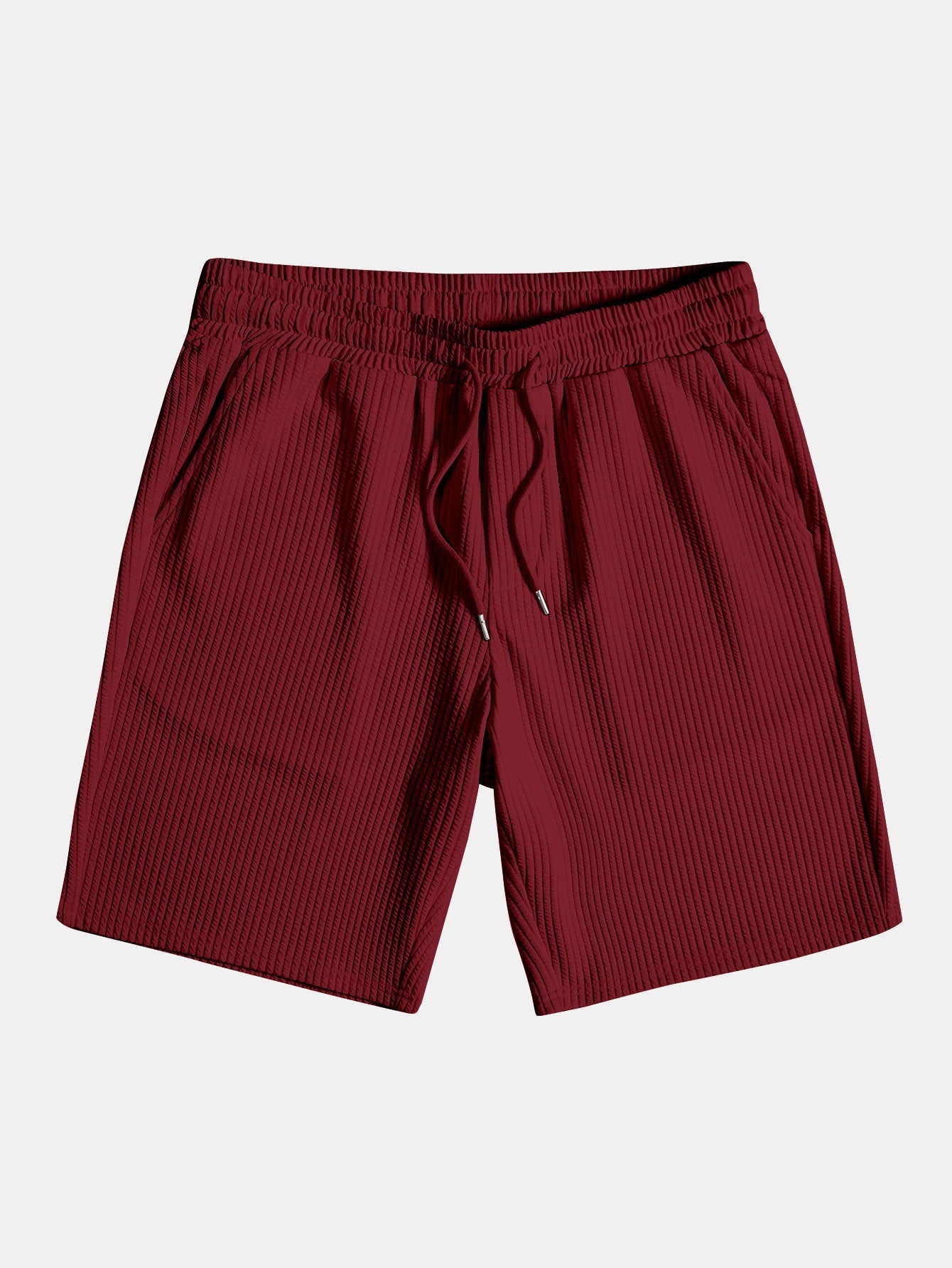 Ribbed Button-Up Shirt and Shorts Set in Muscle Fit