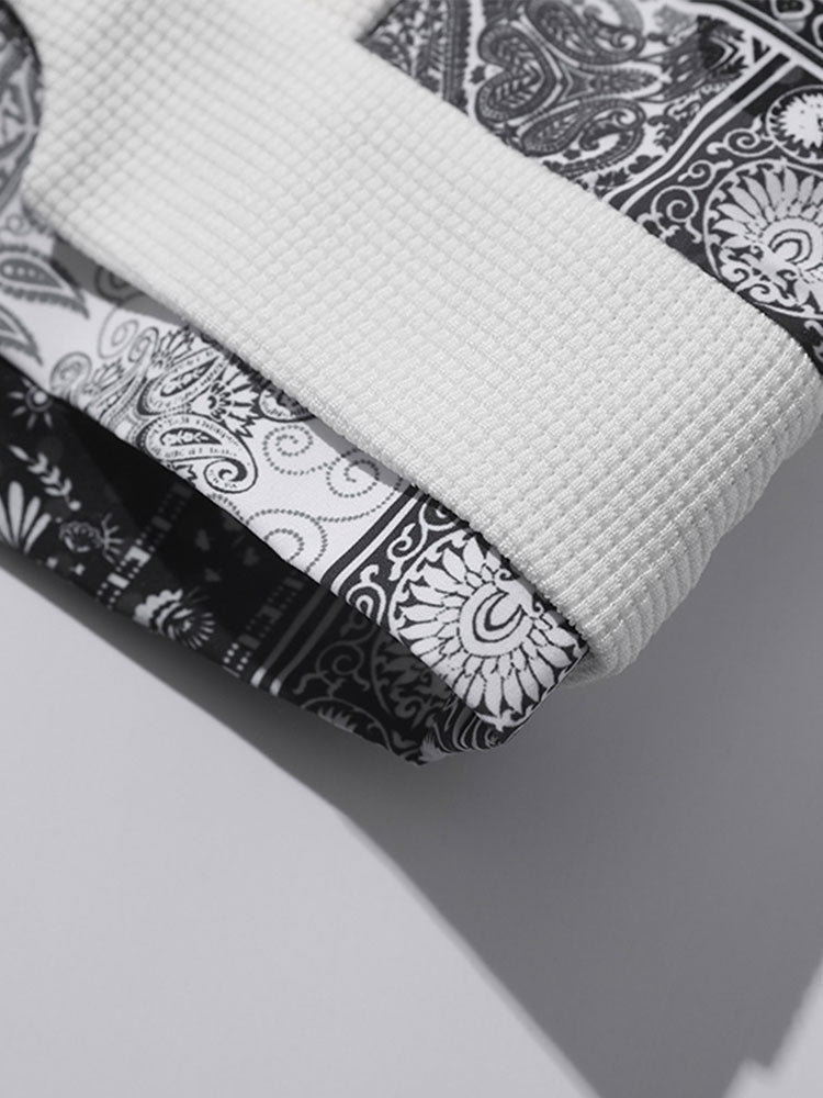 Paisley Pattern Waffle Knit Sweatshirt