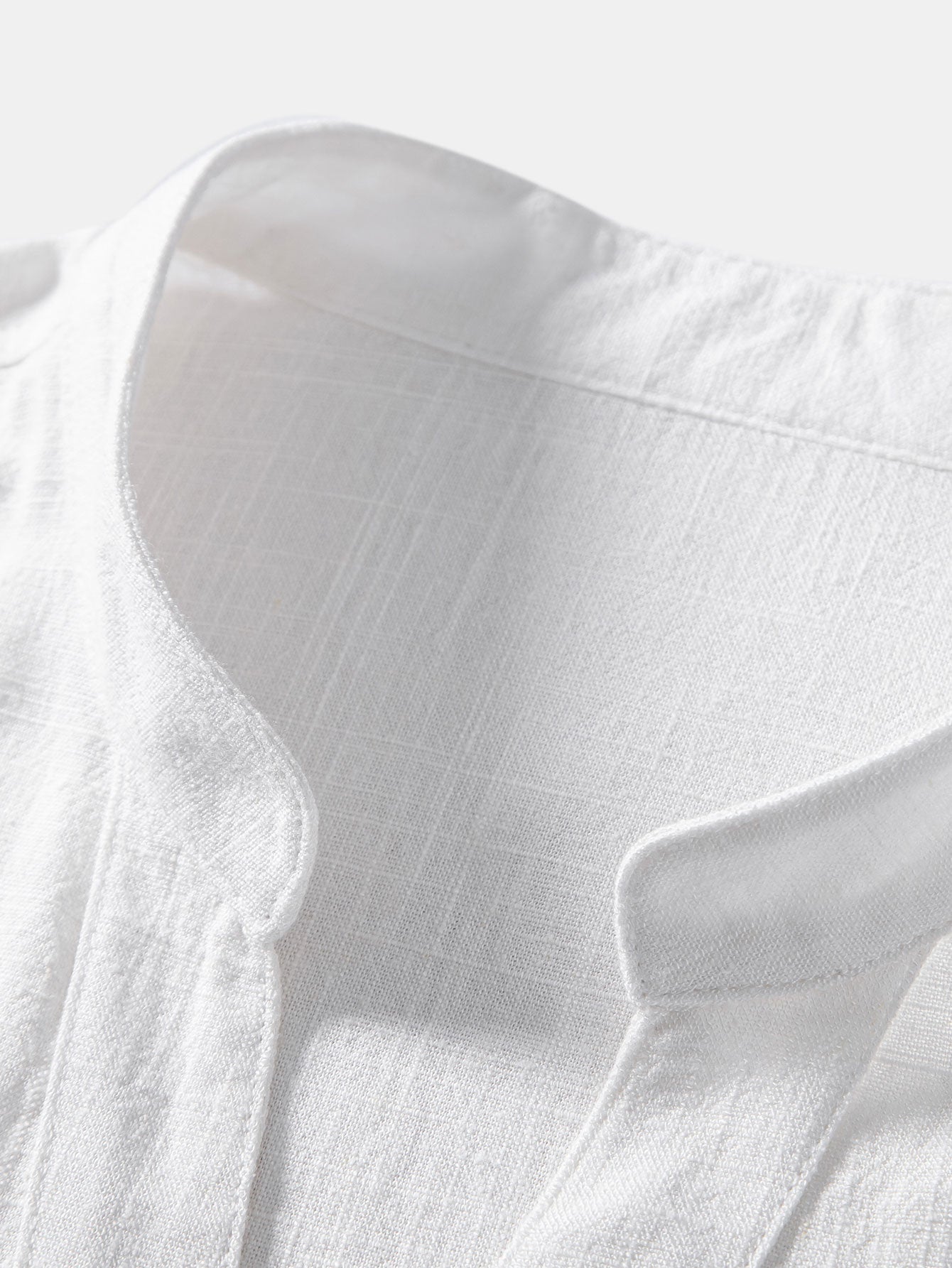 Short Sleeve V-Neck Linen-Rayon Blend Shirt with Wrinkle-Textured Straight Leg Pants