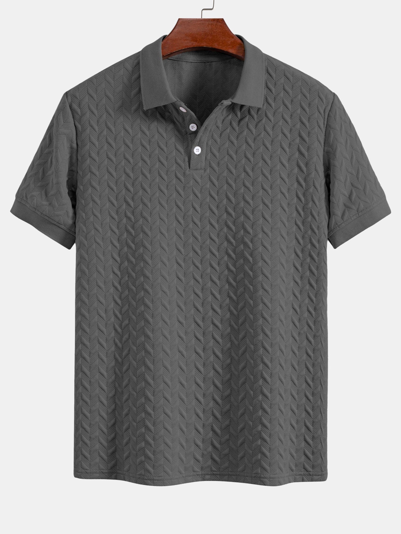 Geometric Pattern Jacquard Polo Shirt