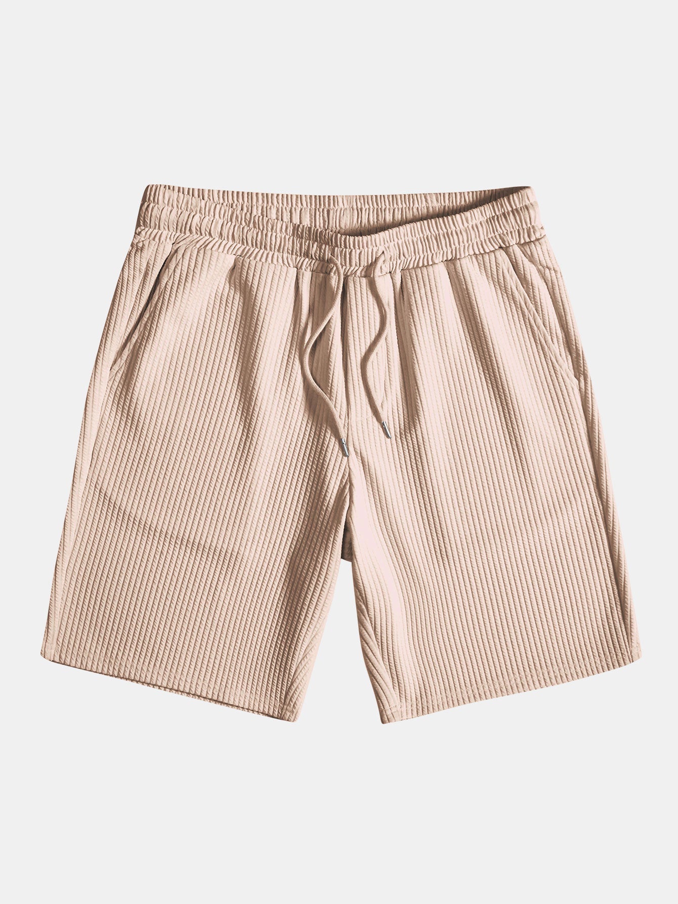 Ribbed Button-Up Shirt and Shorts Set in Muscle Fit
