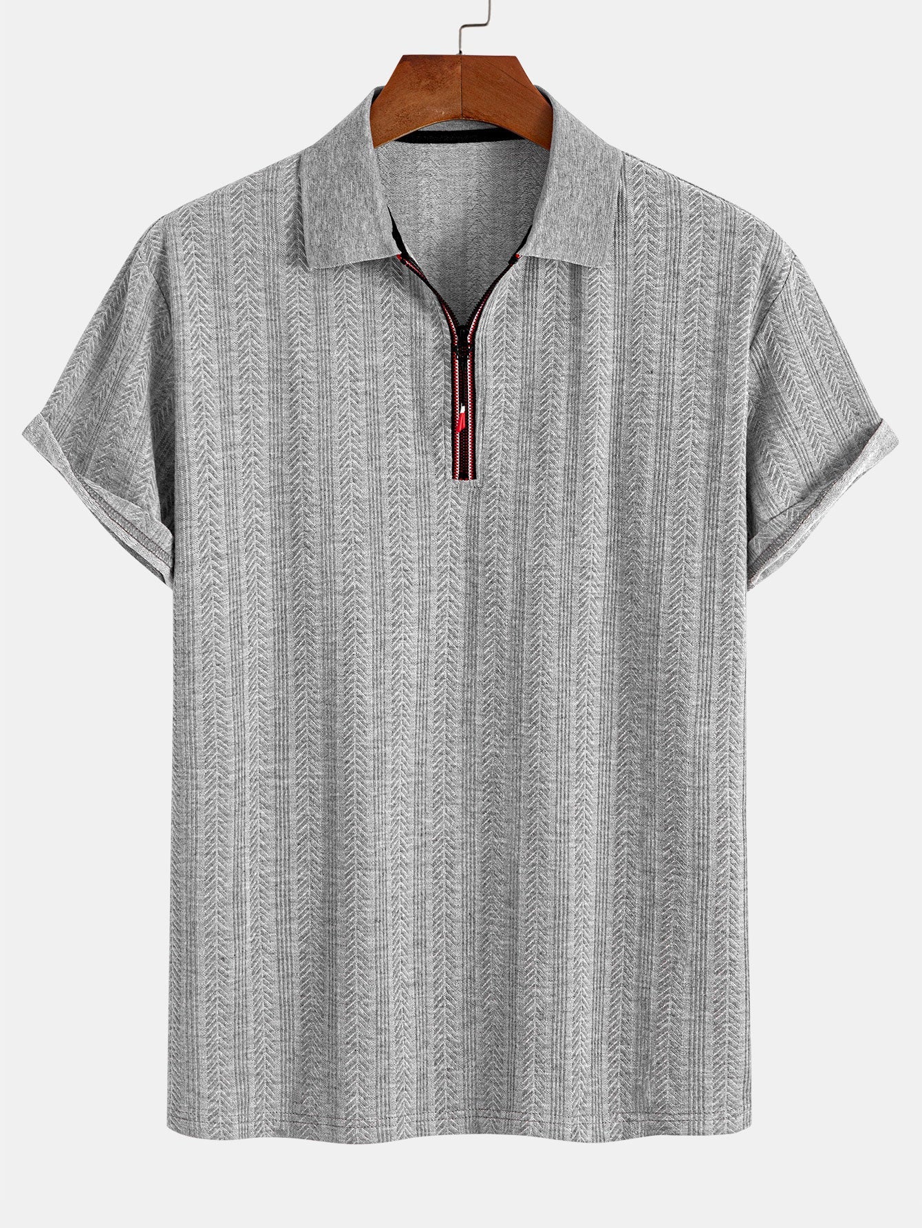Textured Zip-Up Polo