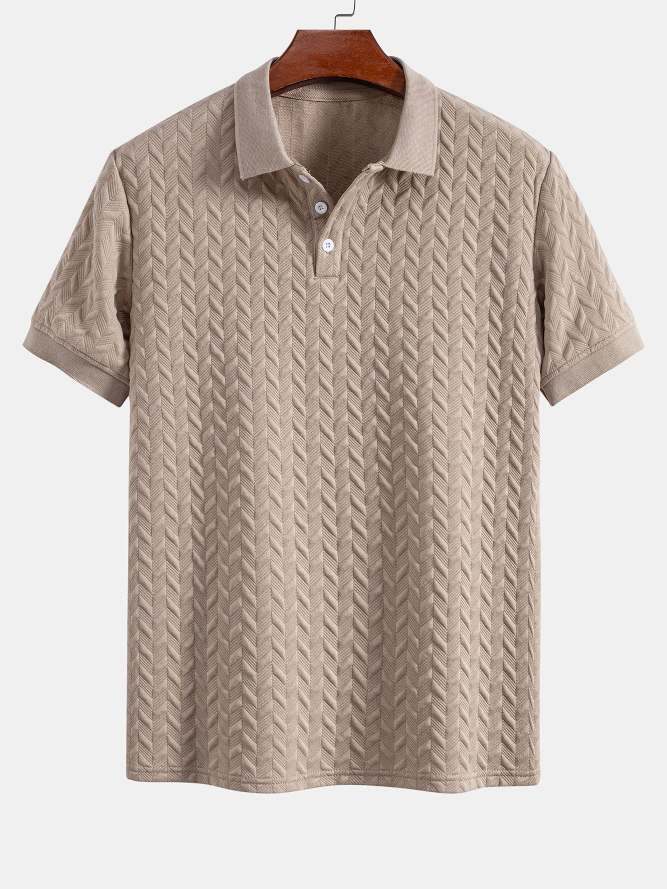 Geometric Pattern Jacquard Polo Shirt