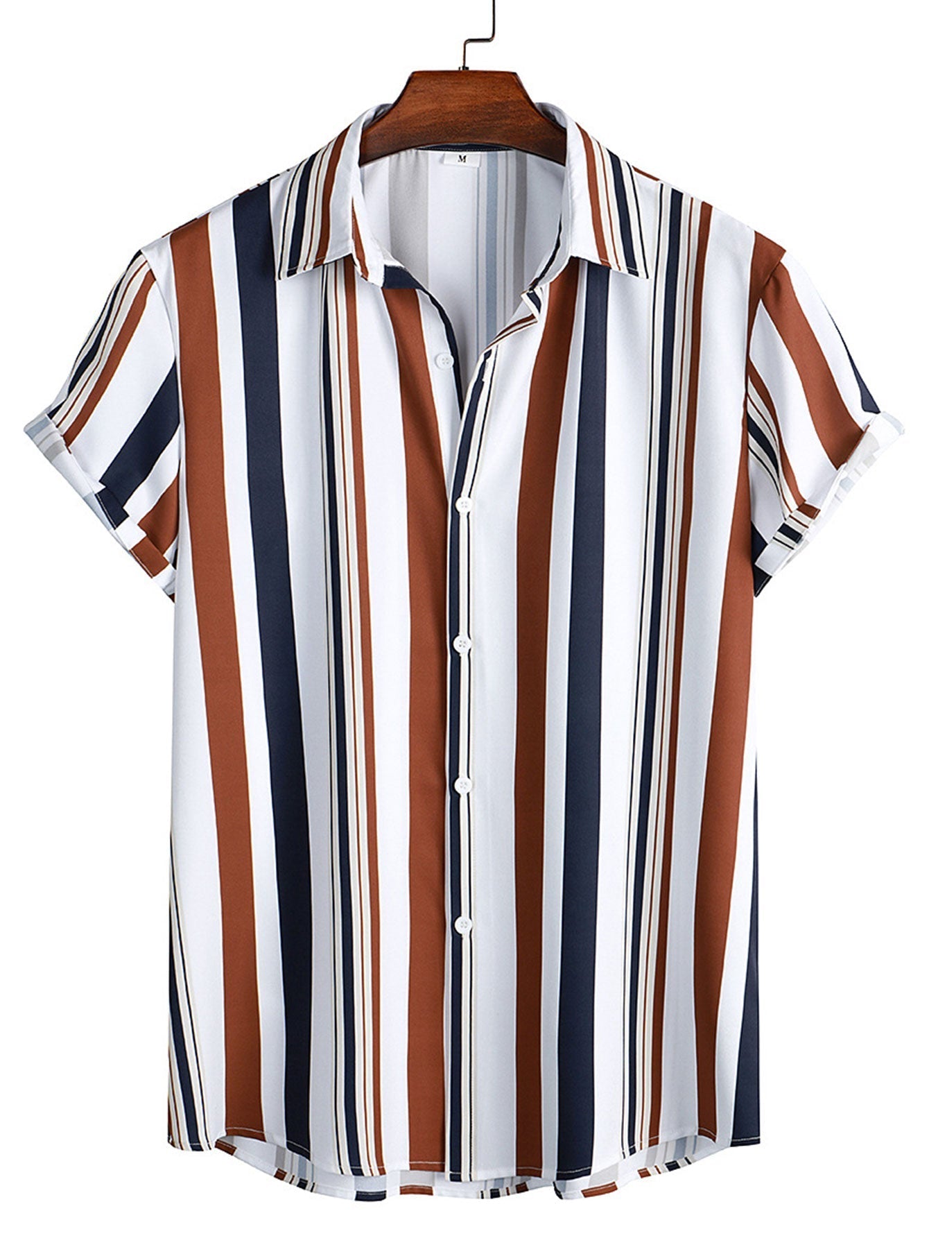 Striped Print Shirt and Swim Shorts Set