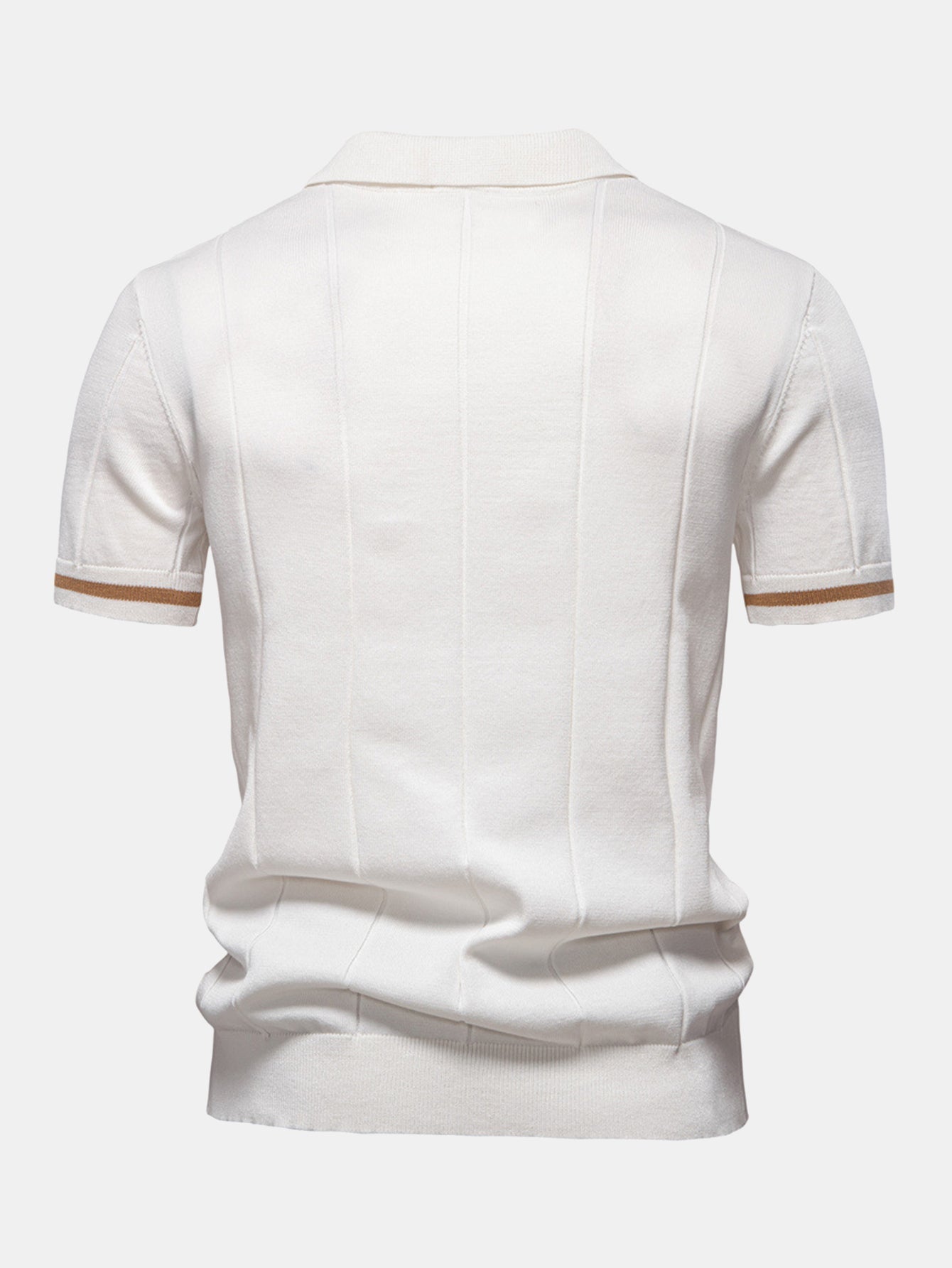 Zipper Knit Polo Shirt with Contrast Trim