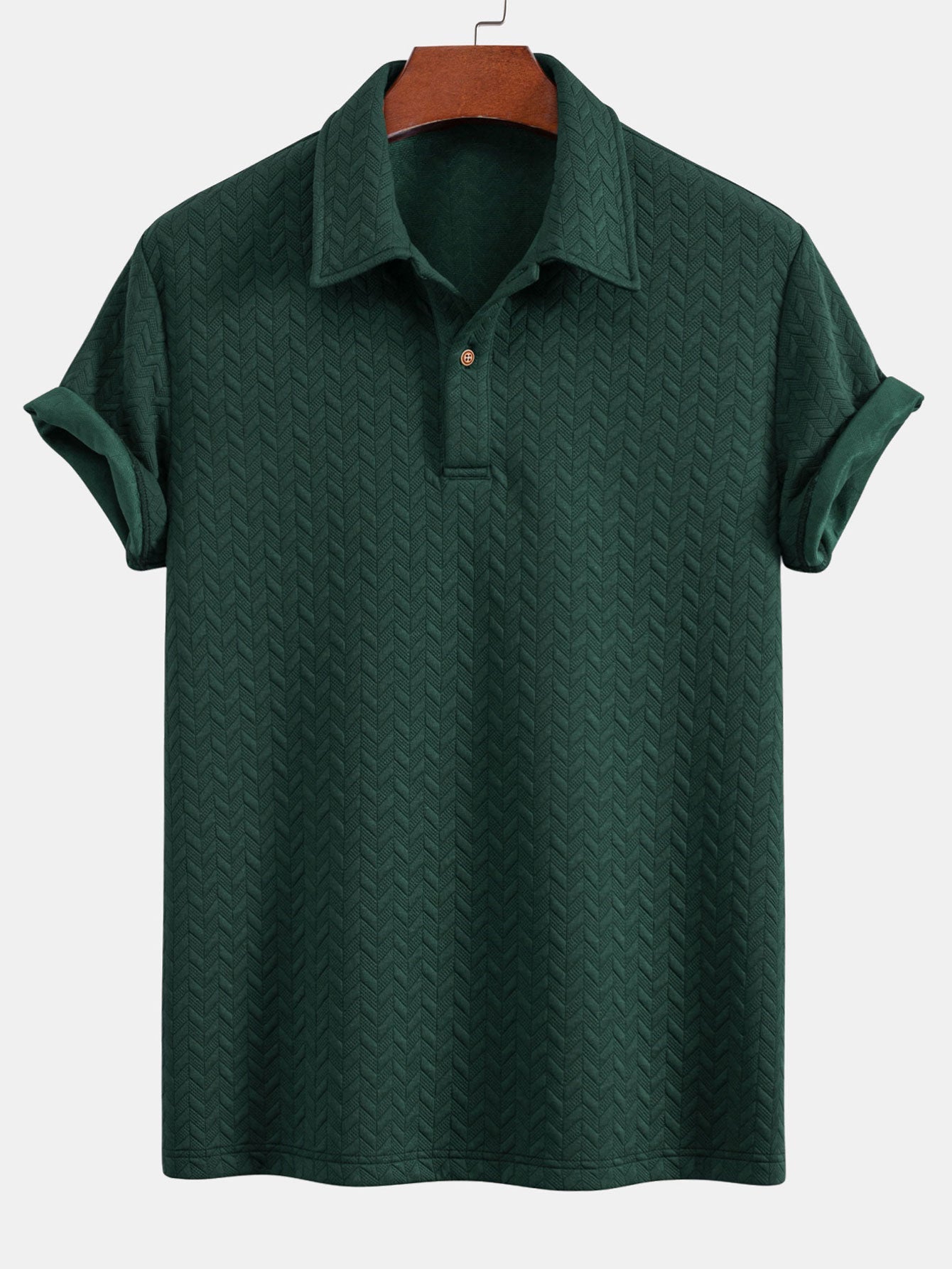 Short Sleeve Jacquard Texture Polo Shirt