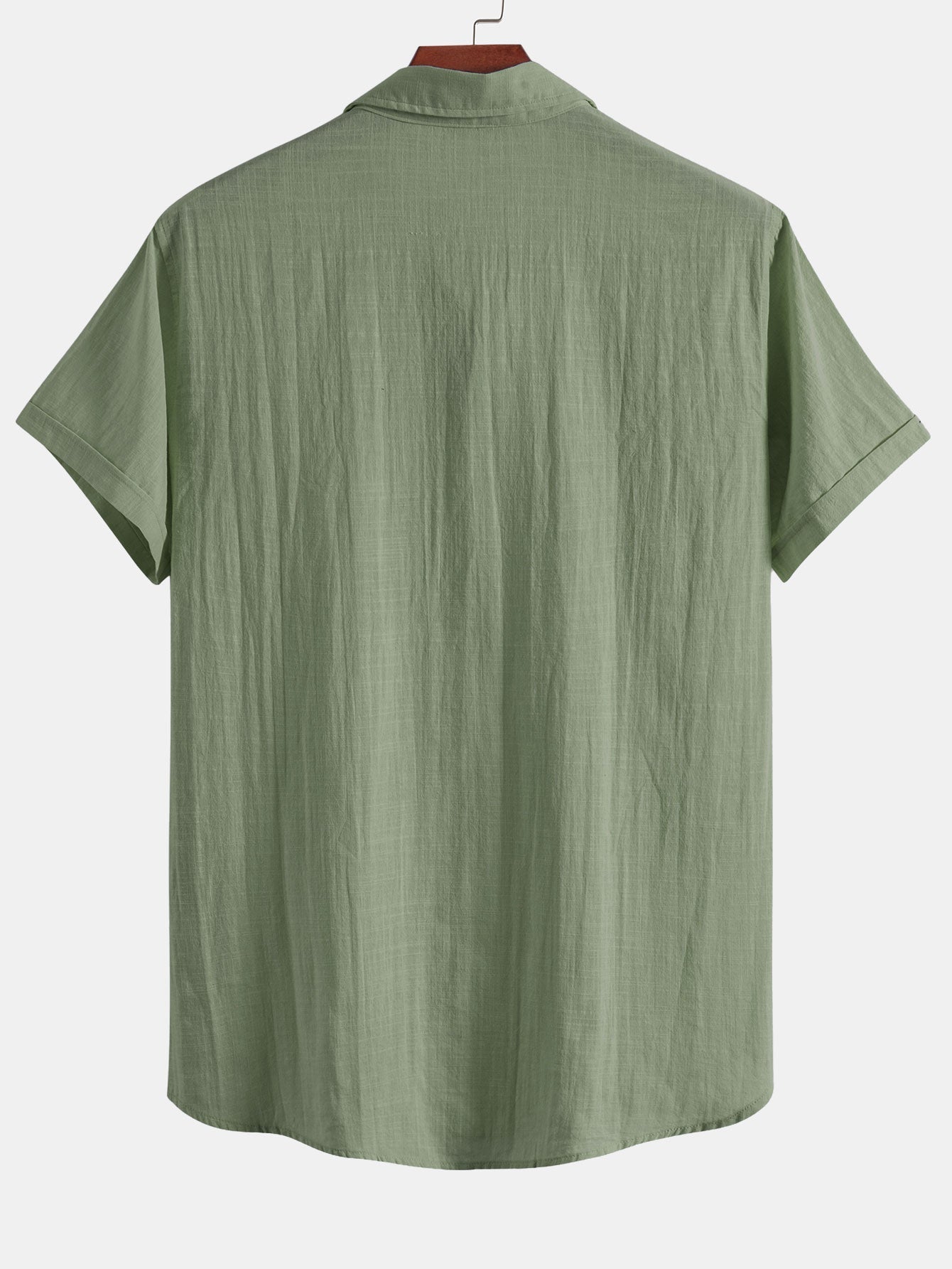 Short Sleeve Polo Shirt with Linen Look and Collar