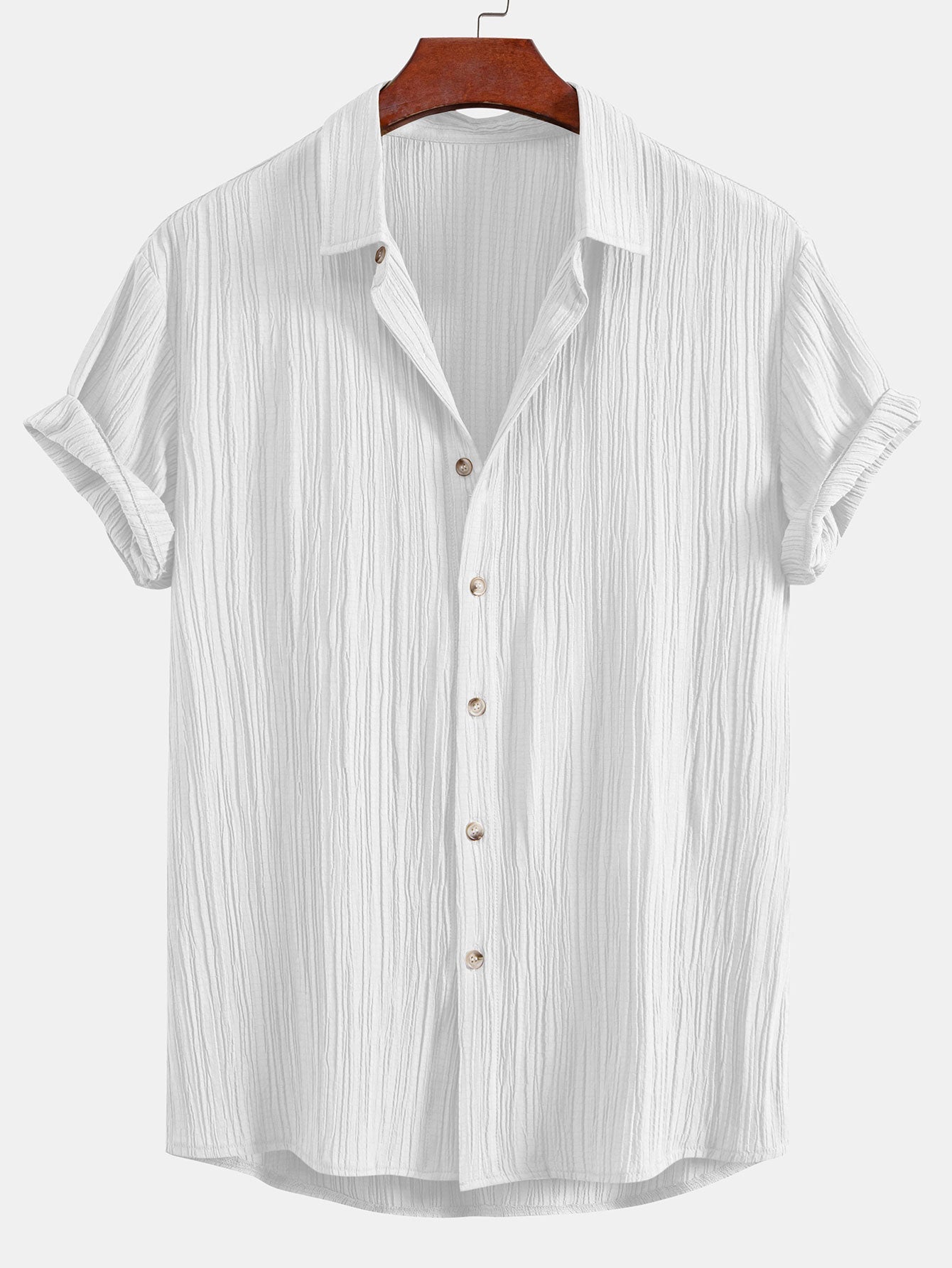 Textured Button-Up Shirt with Wrinkle Finish