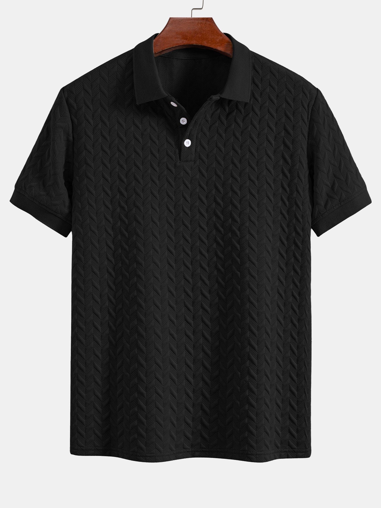 Geometric Pattern Jacquard Polo Shirt