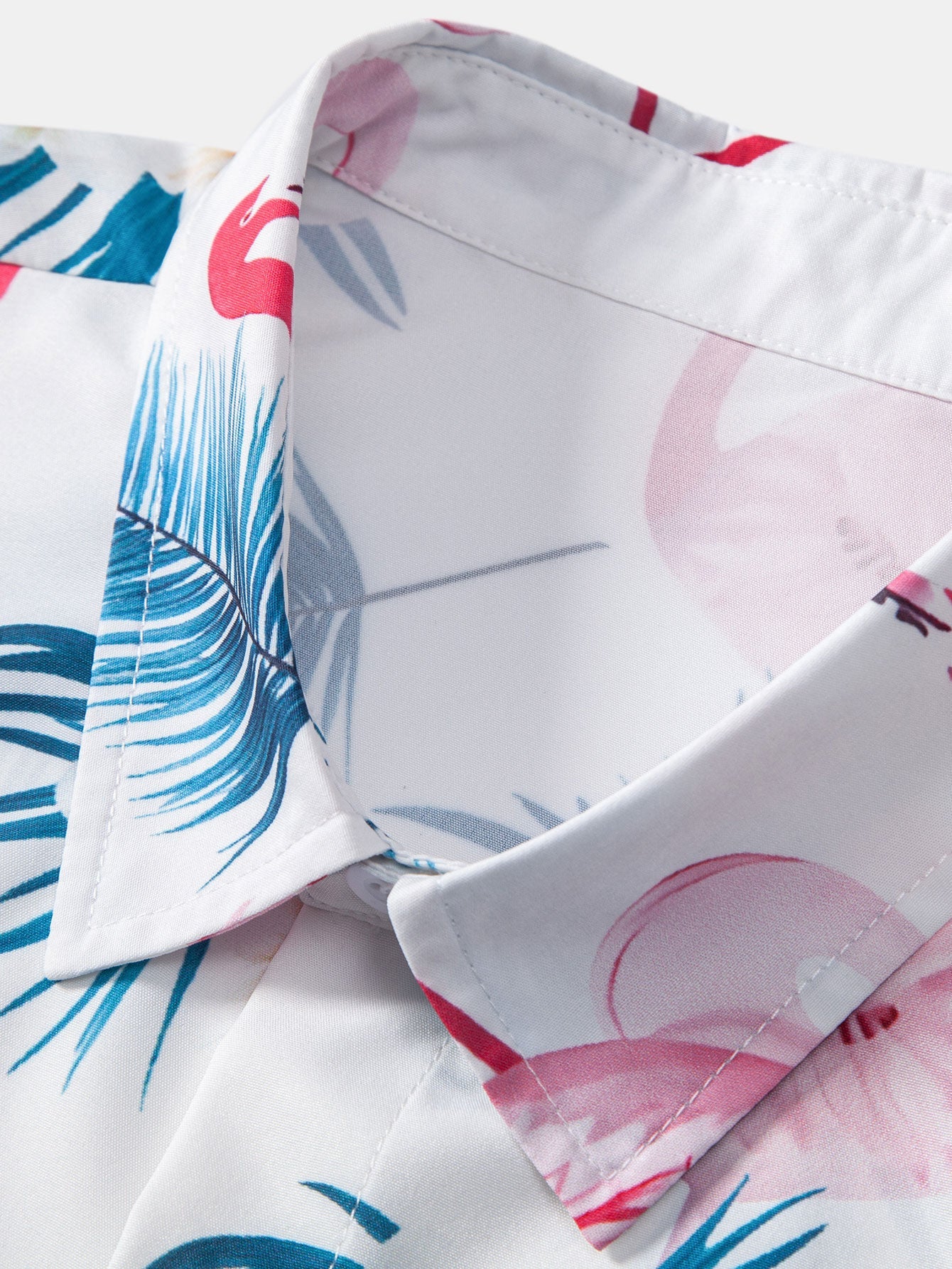 Flamingo Leaf Pattern Button-Up Shirt and Swim Shorts Set
