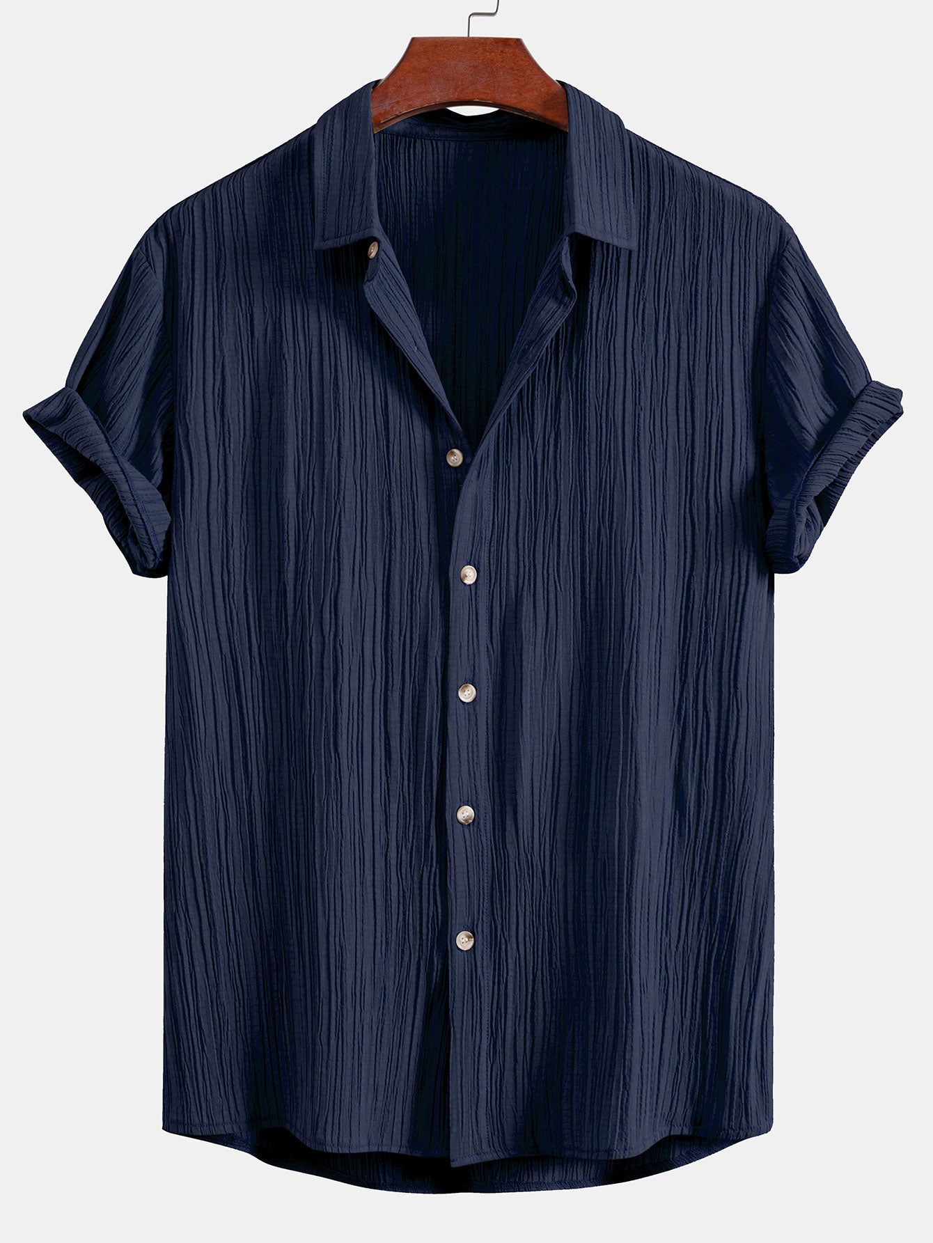 Textured Button-Up Shirt with Wrinkle Finish
