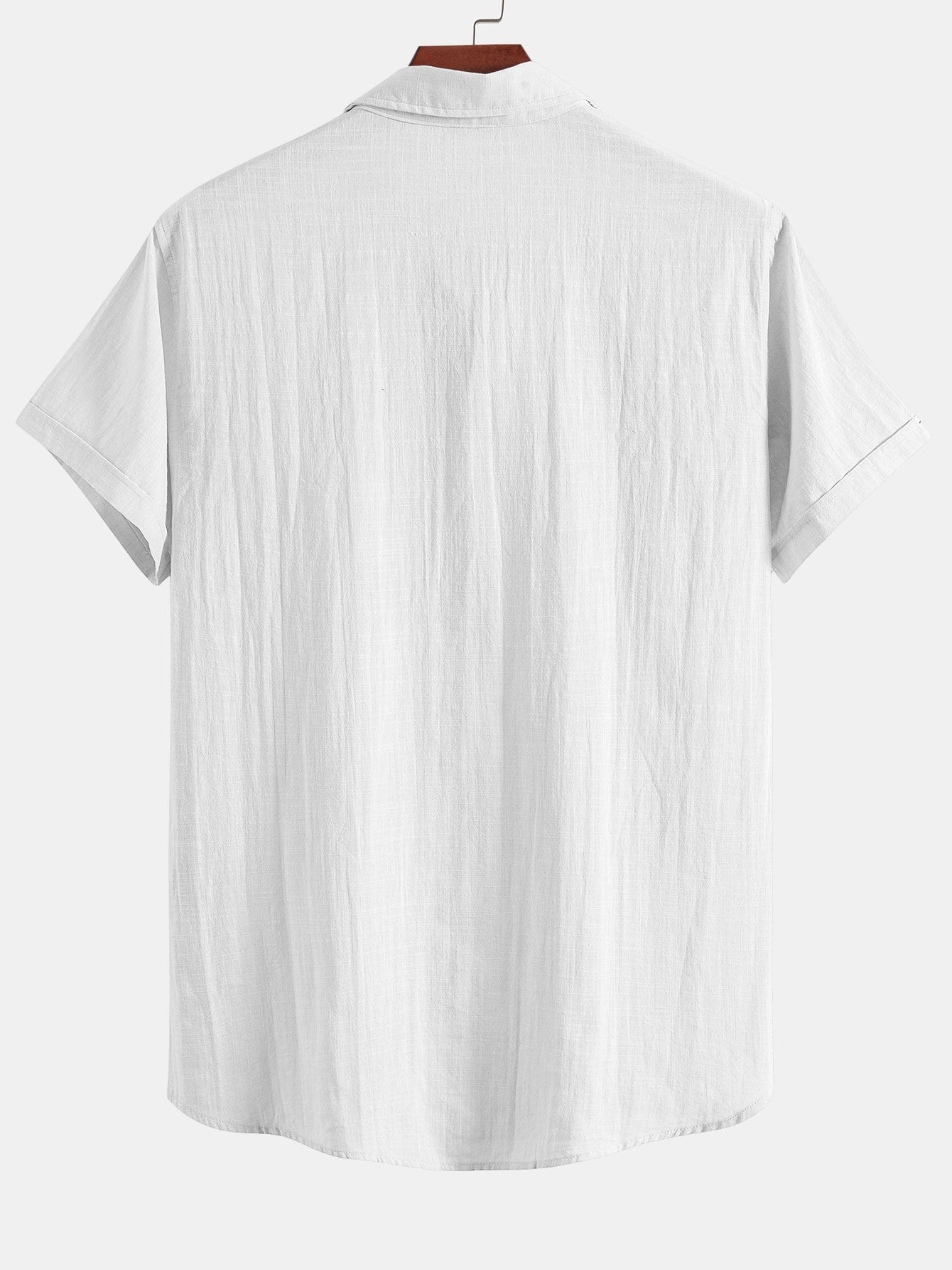 Short Sleeve Polo Shirt with Linen Look and Collar