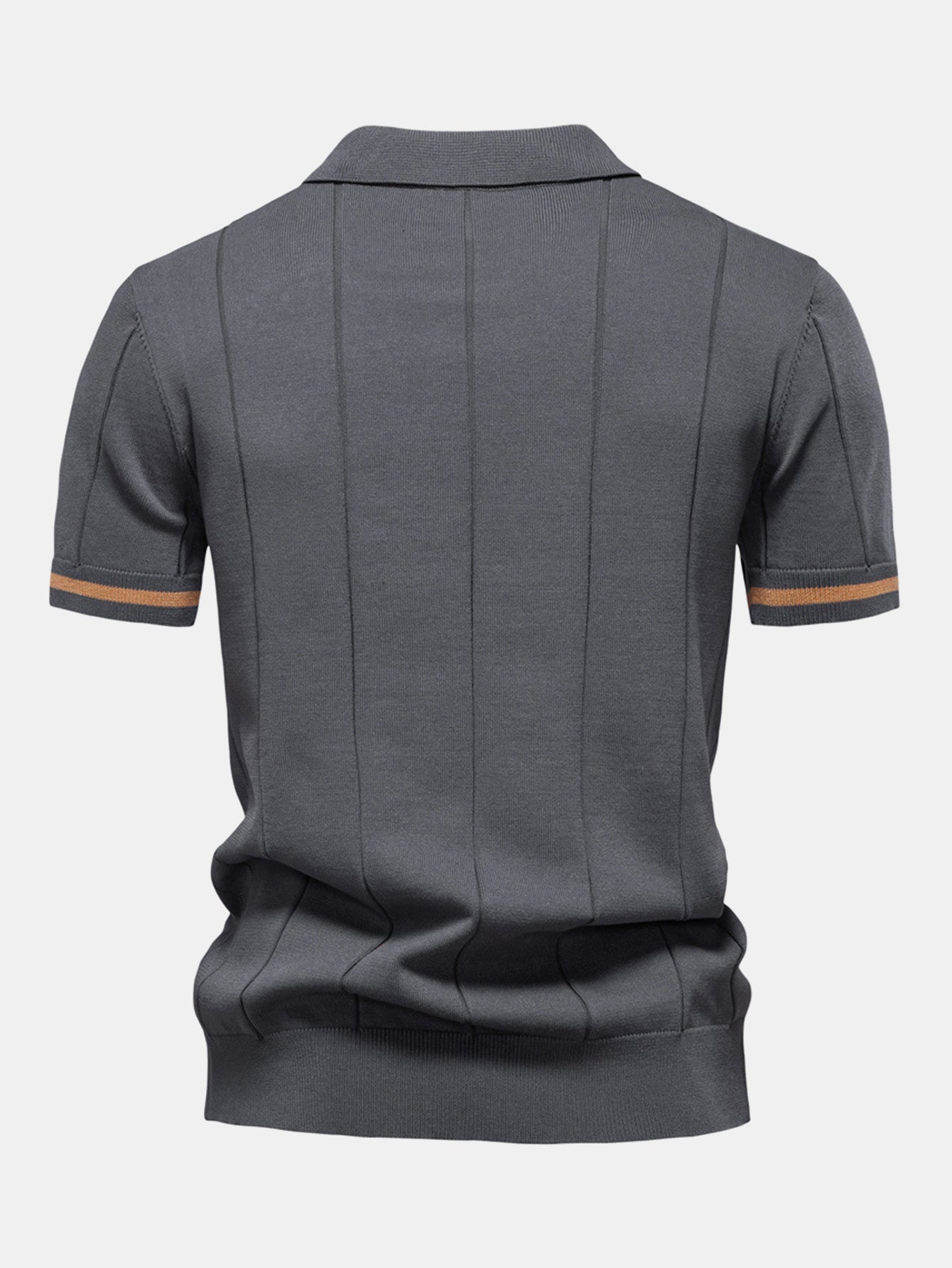 Zipper Knit Polo Shirt with Contrast Trim