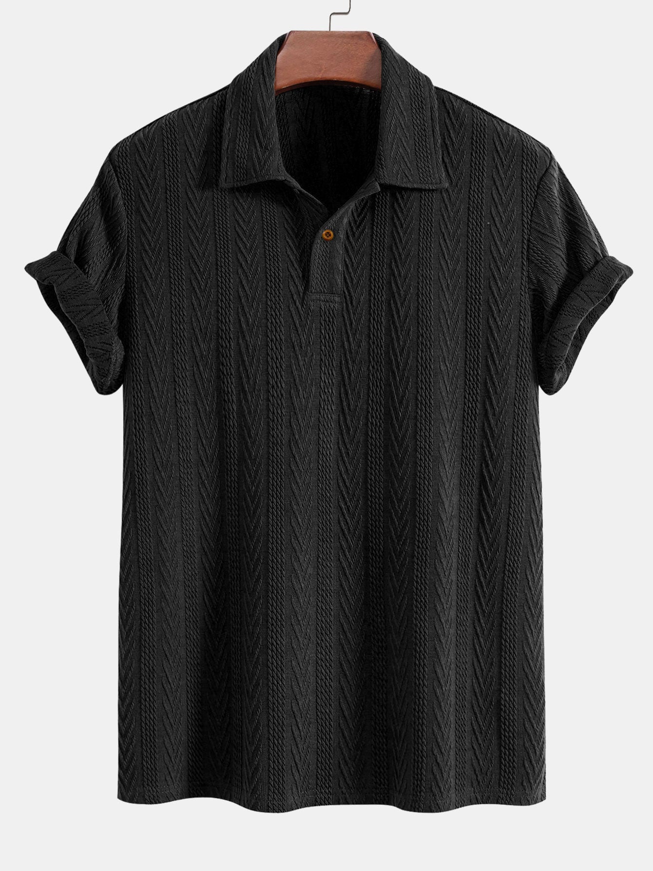 Short-Sleeved Jacquard Polo Shirt