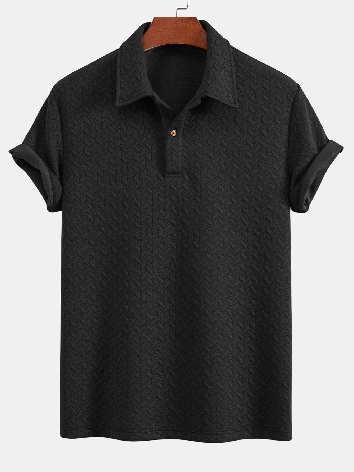 Short Sleeve Jacquard Texture Polo Shirt