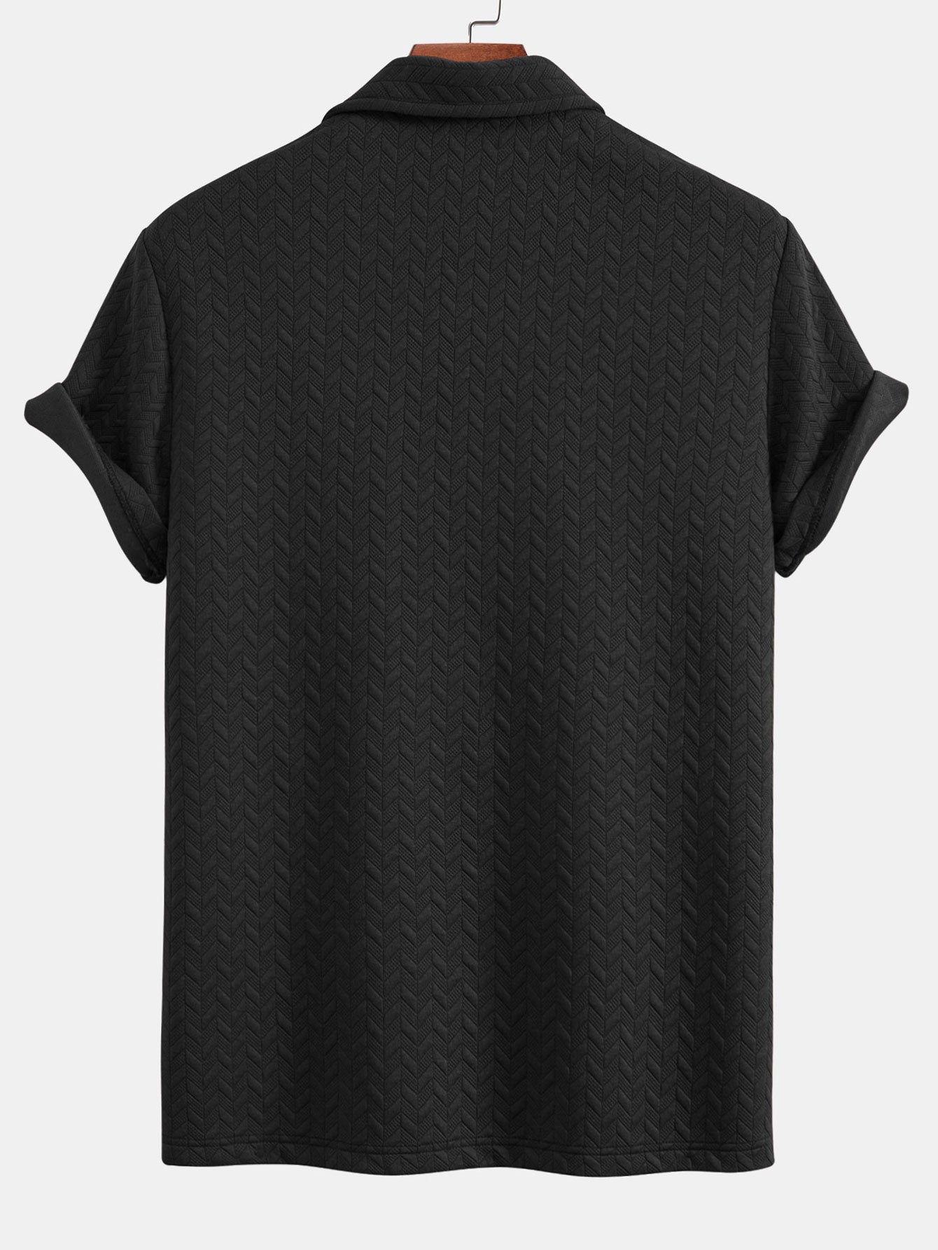 Short Sleeve Jacquard Texture Polo Shirt
