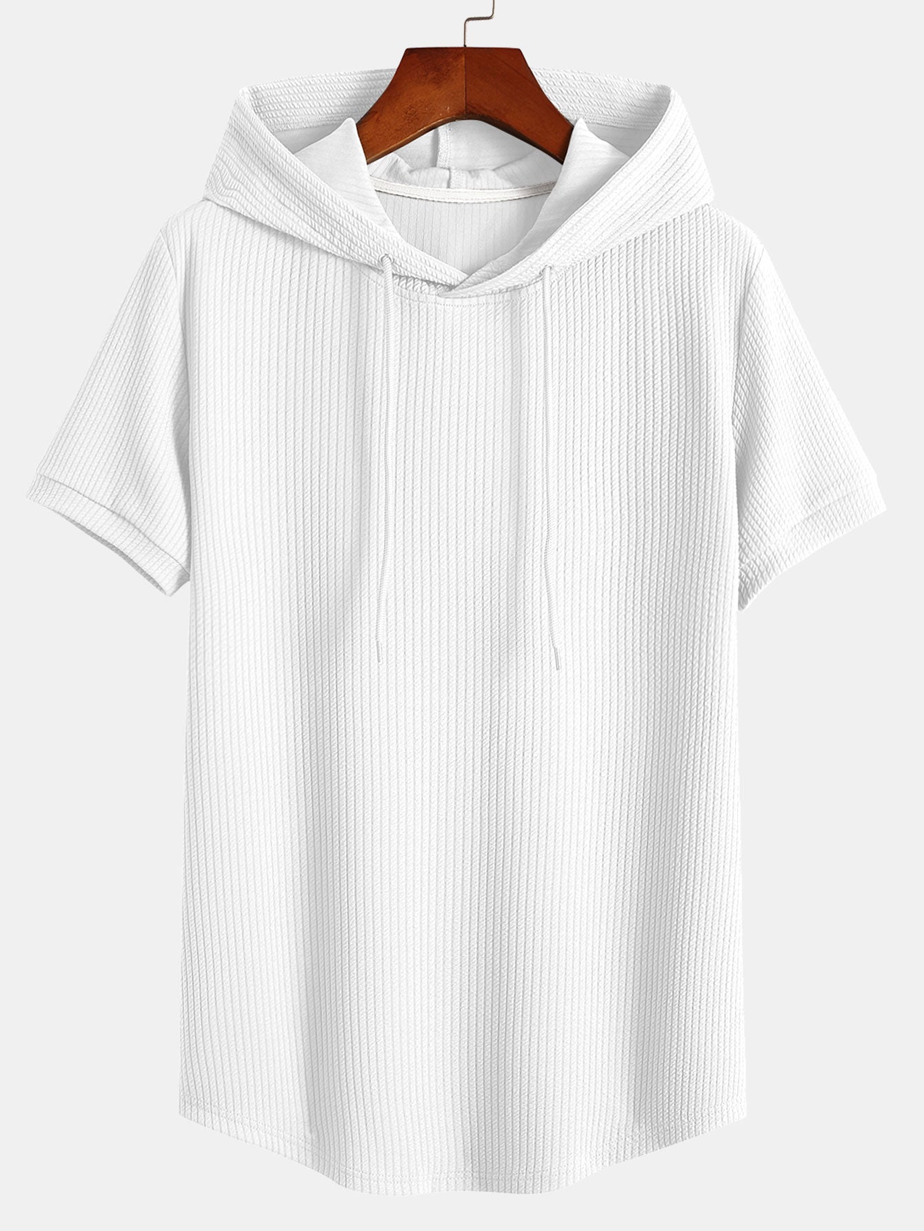 Ribbed Hooded T-Shirt with Muscle Fit