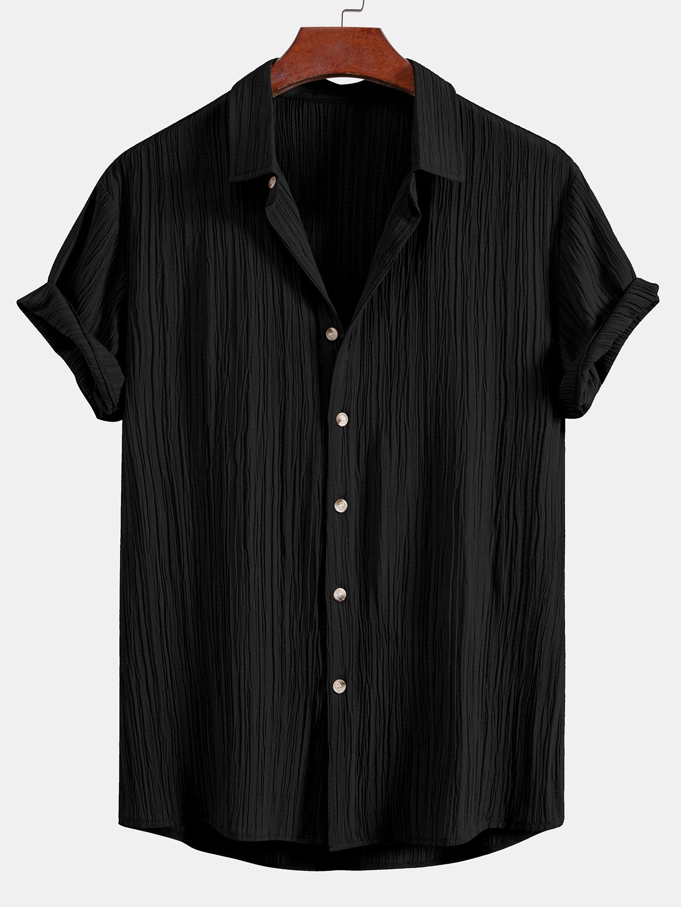 Textured Button-Up Shirt with Wrinkle Finish