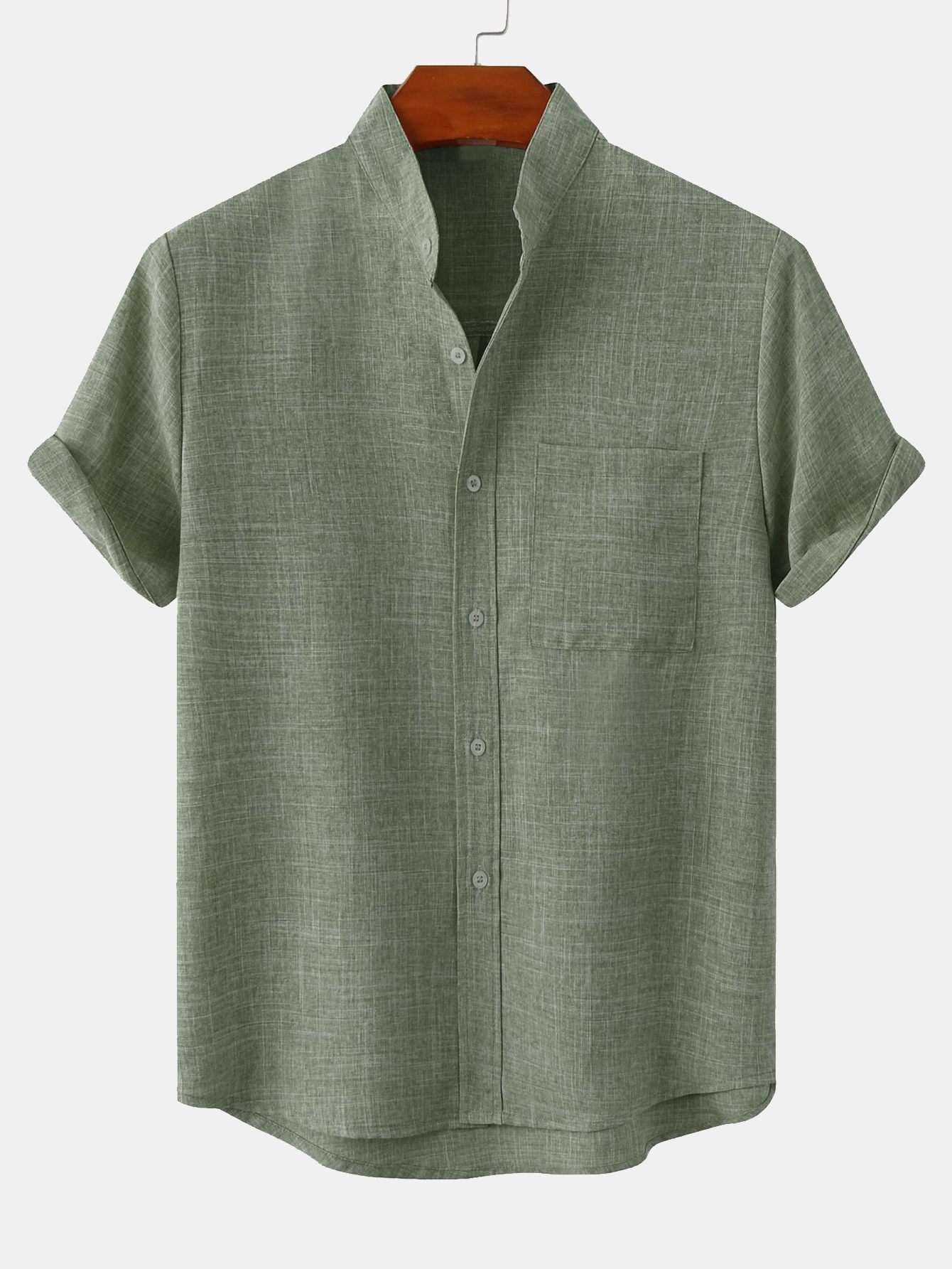 Men's Stand Collar Shirt with Pocket