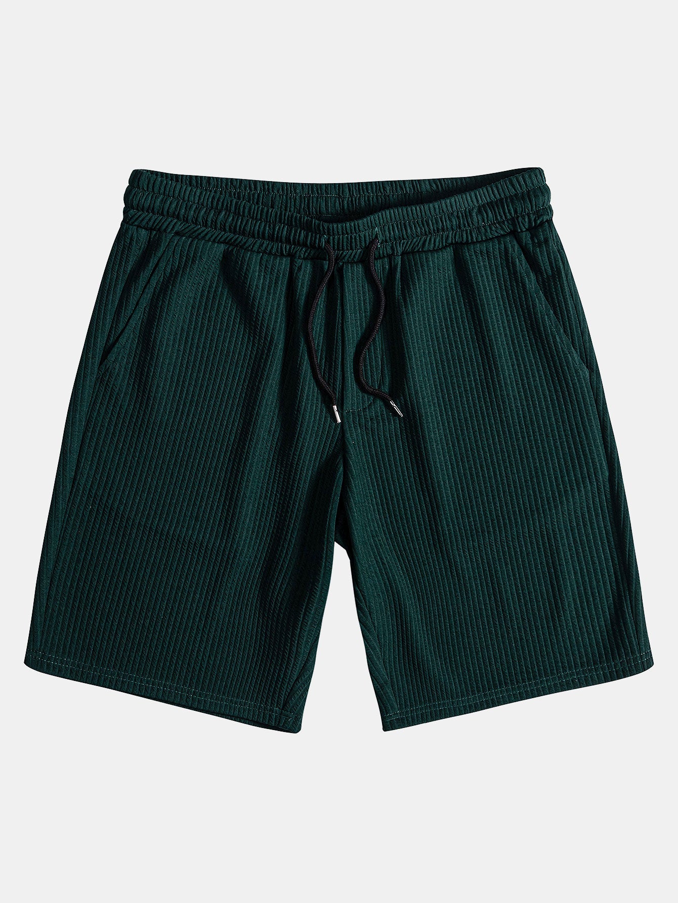 Ribbed Button-Up Shirt and Shorts Set in Muscle Fit