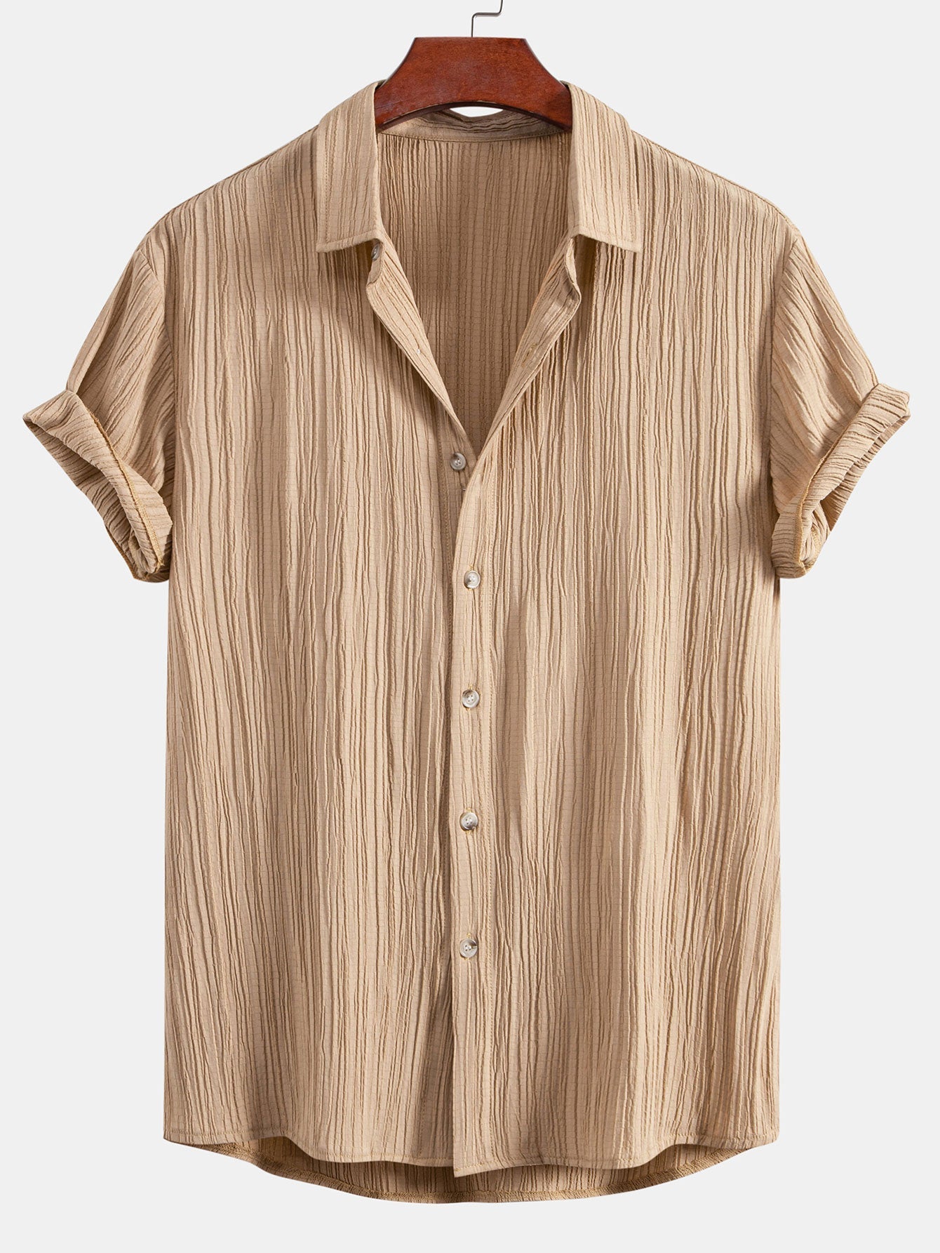 Textured Button-Up Shirt with Wrinkle Finish