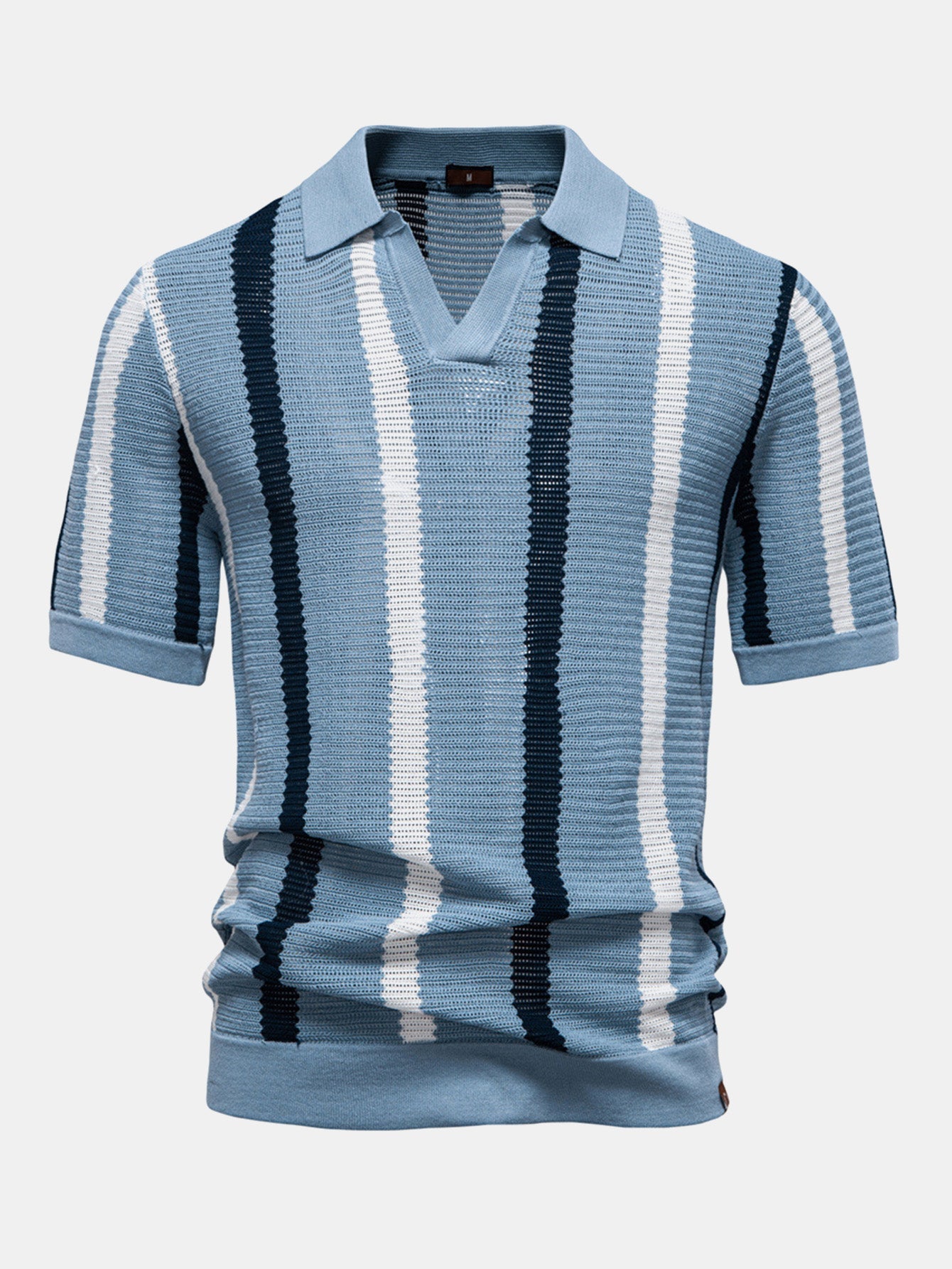 Striped V-Neck Polo Shirt