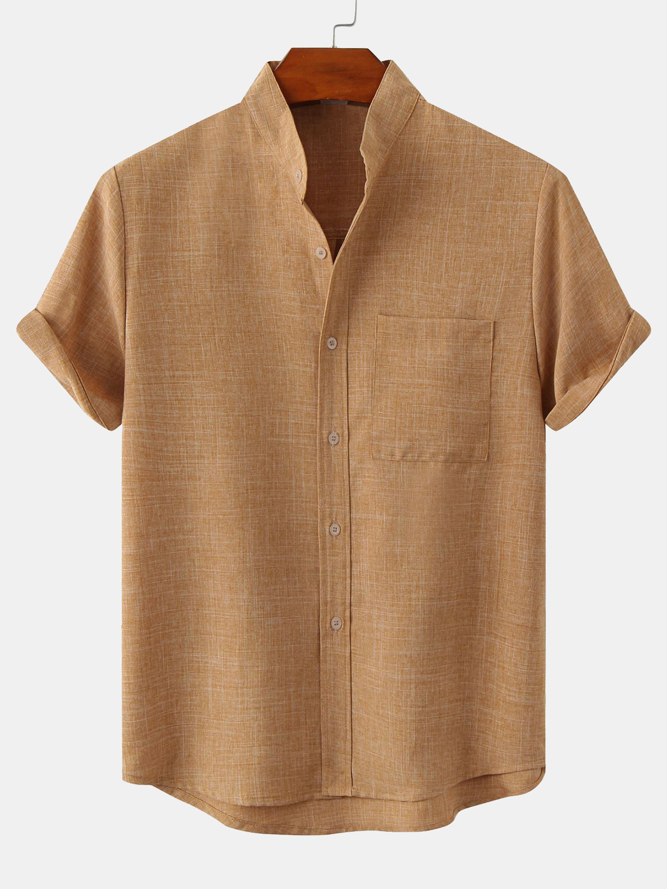 Men's Stand Collar Shirt with Pocket