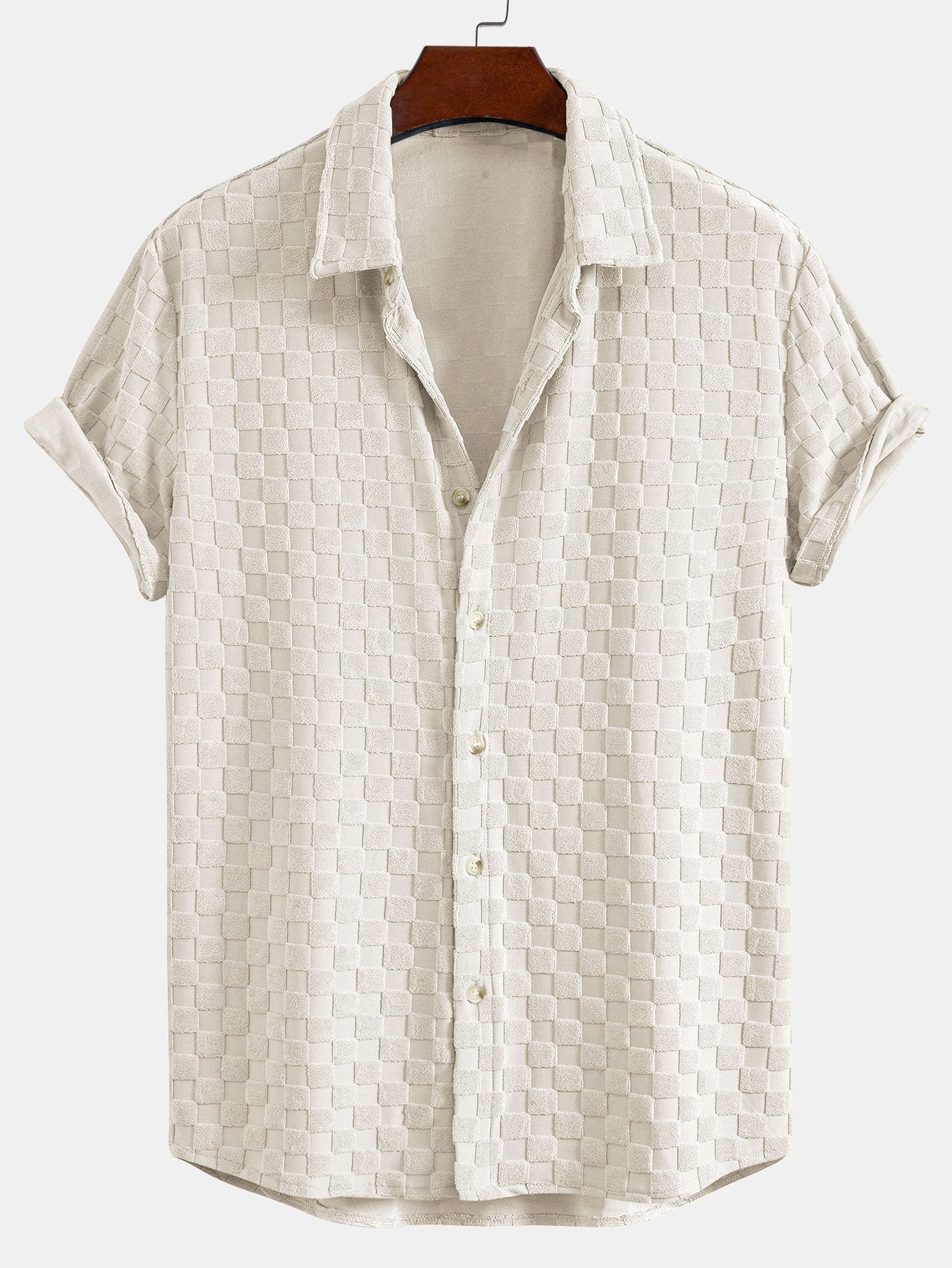 Checkerboard Terry Cloth Shirt and Shorts Set