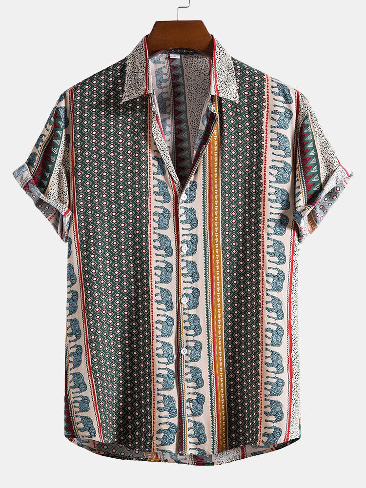 Geometric Elephant Print Shirt