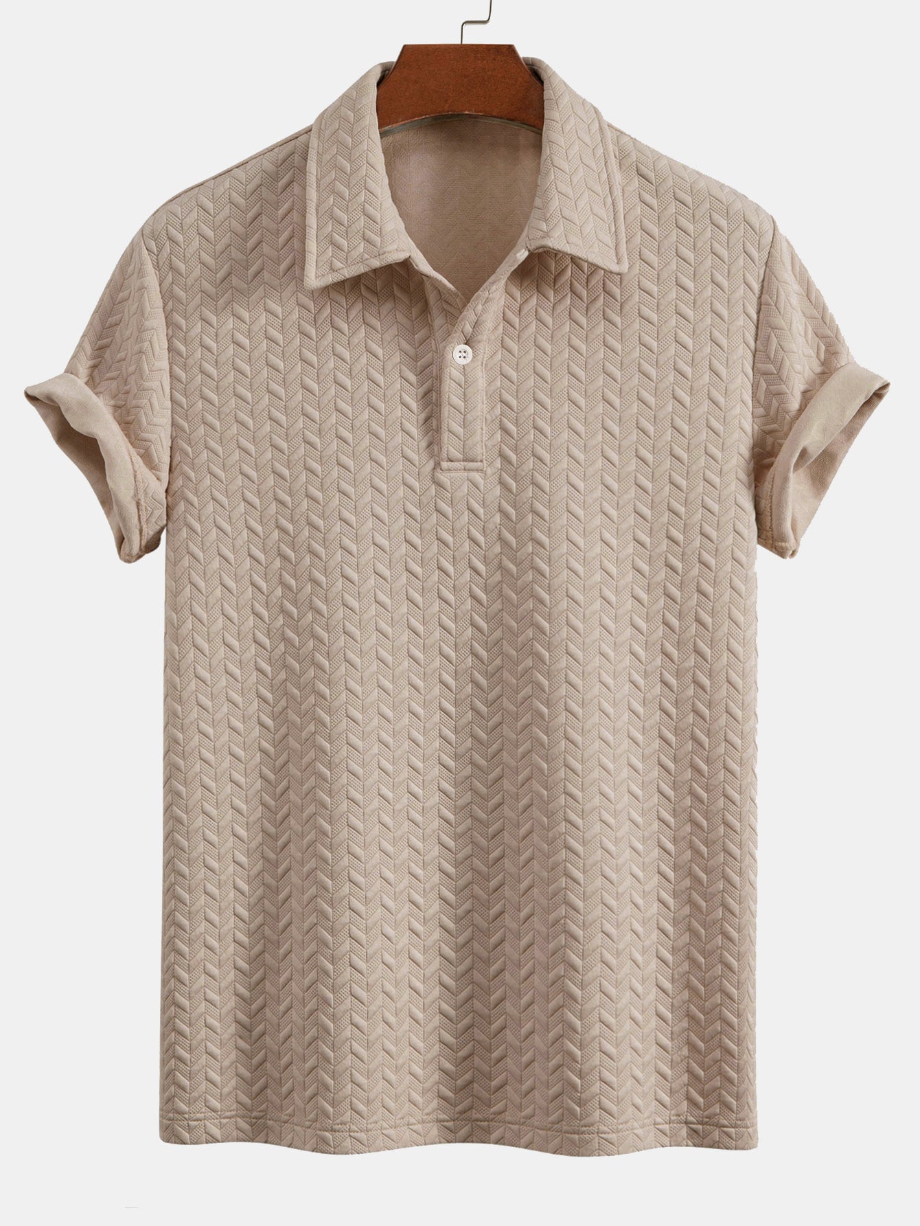 Geometric Jacquard Polo Shirt and Shorts Set
