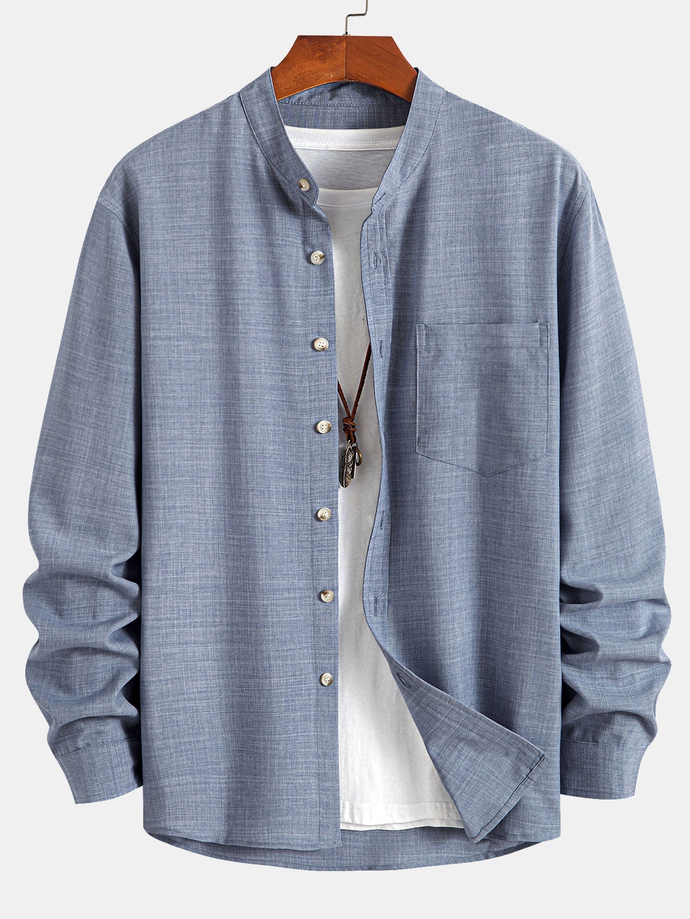 Long Sleeve Shirt with Stand Collar