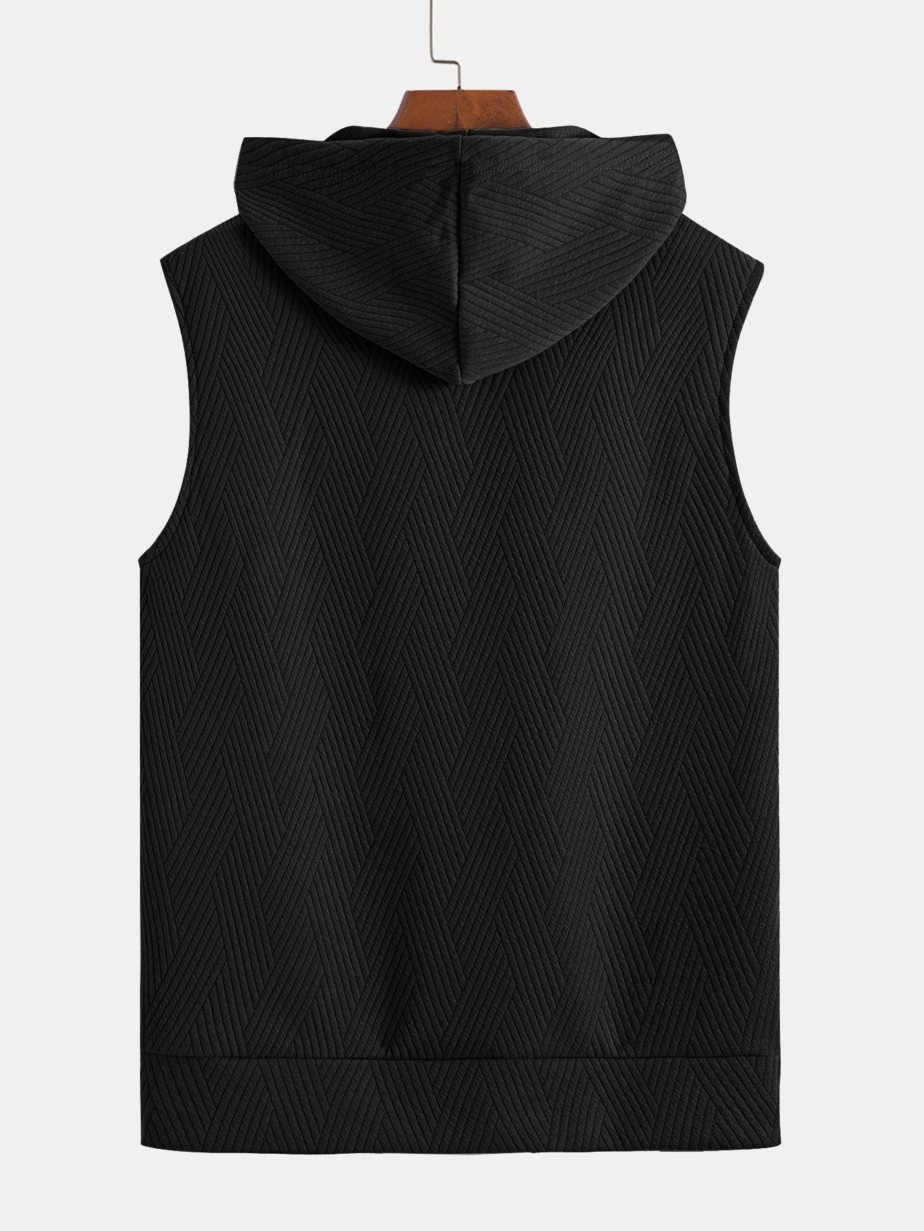Striped Jacquard Sleeveless Hoodie and Shorts Set
