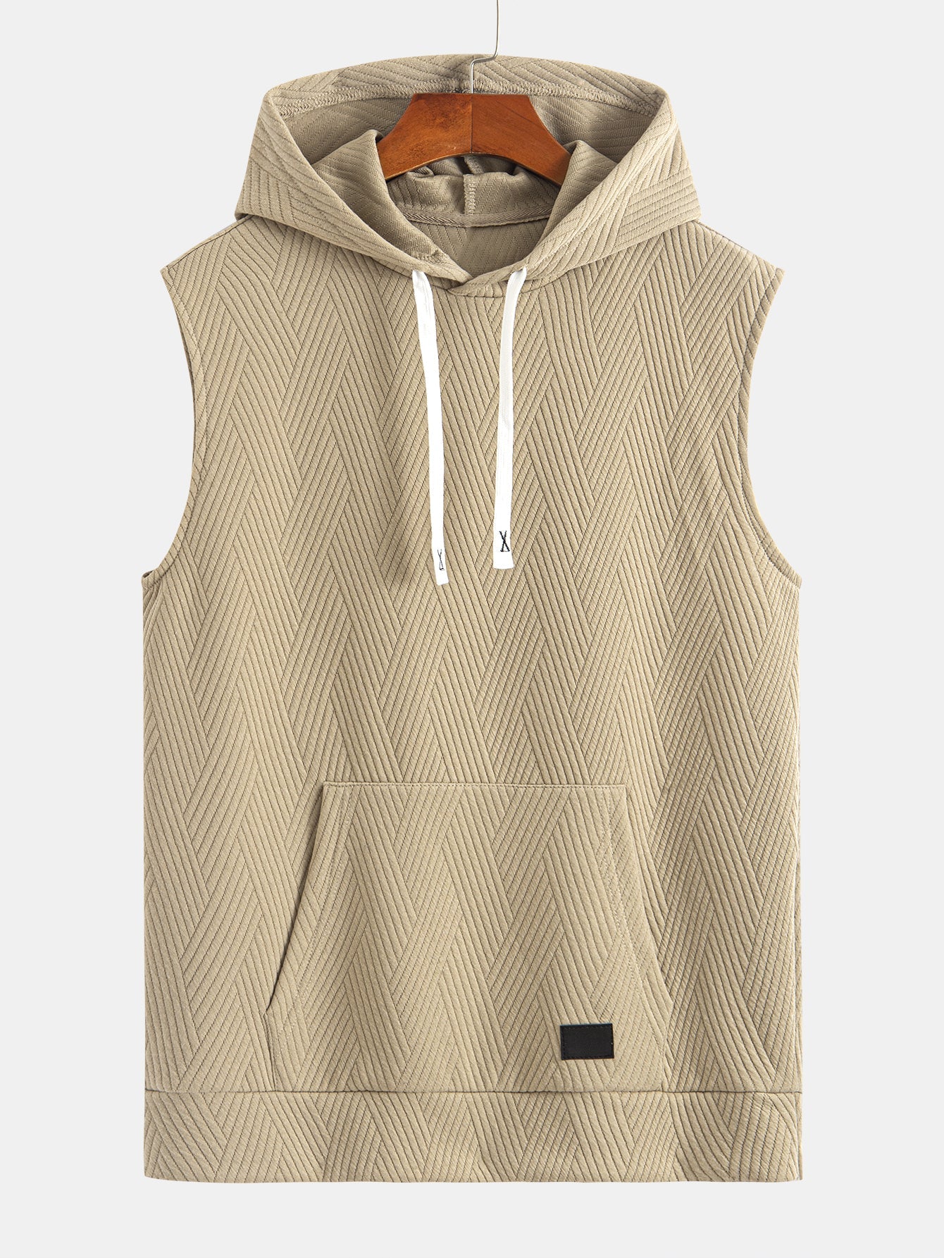 Striped Jacquard Sleeveless Hoodie and Shorts Set