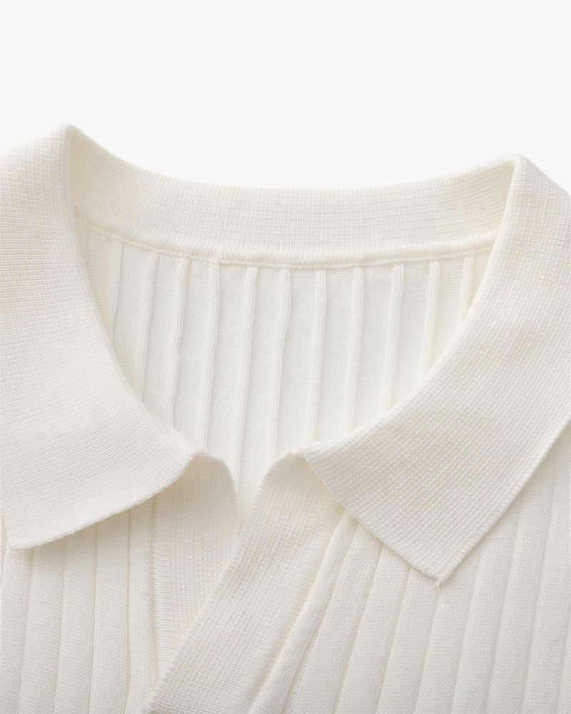 Luxury Ribbed Knit Polo Shirt