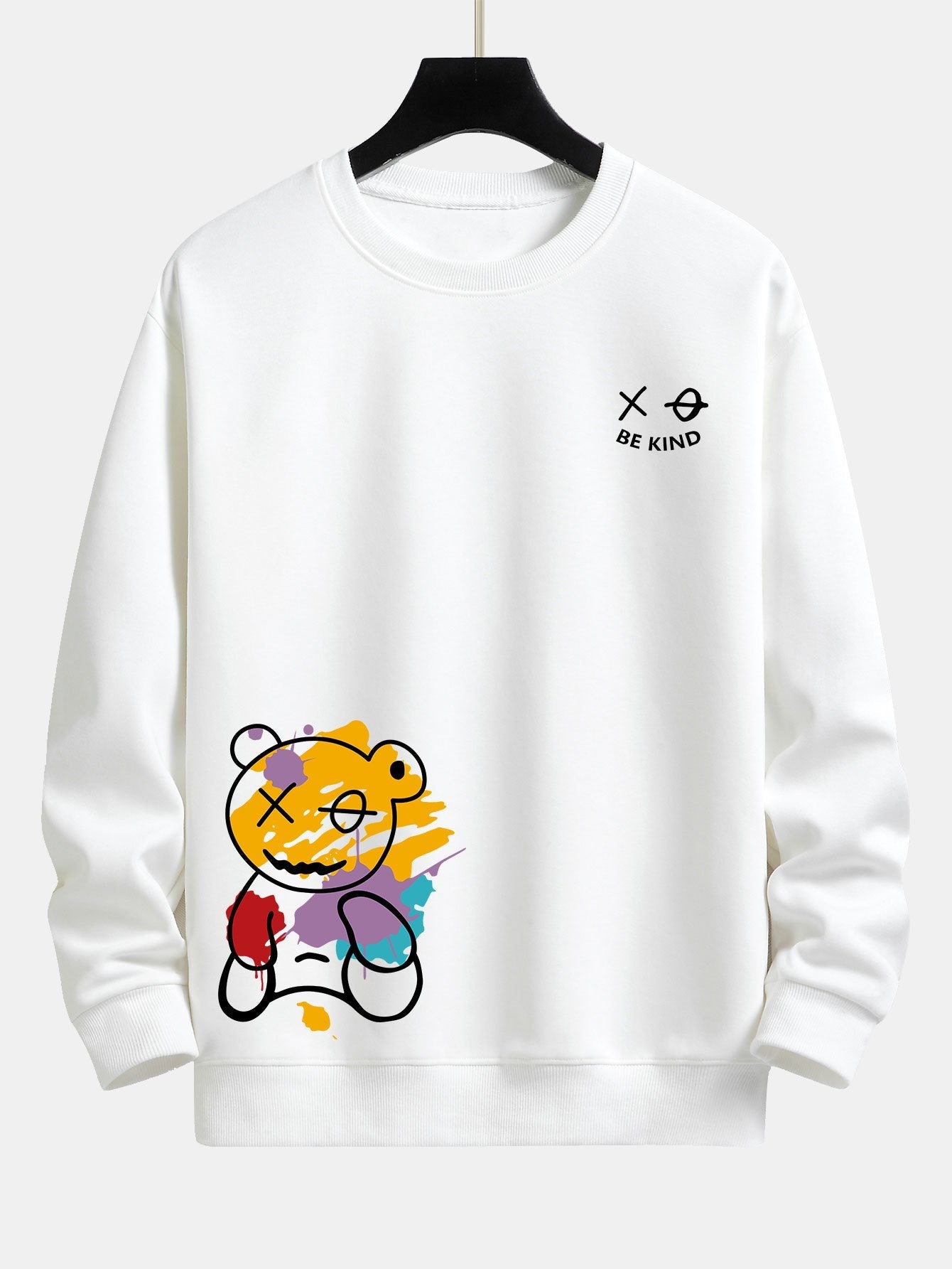 Relaxed Fit Sweatshirt with Graffiti Bear Print