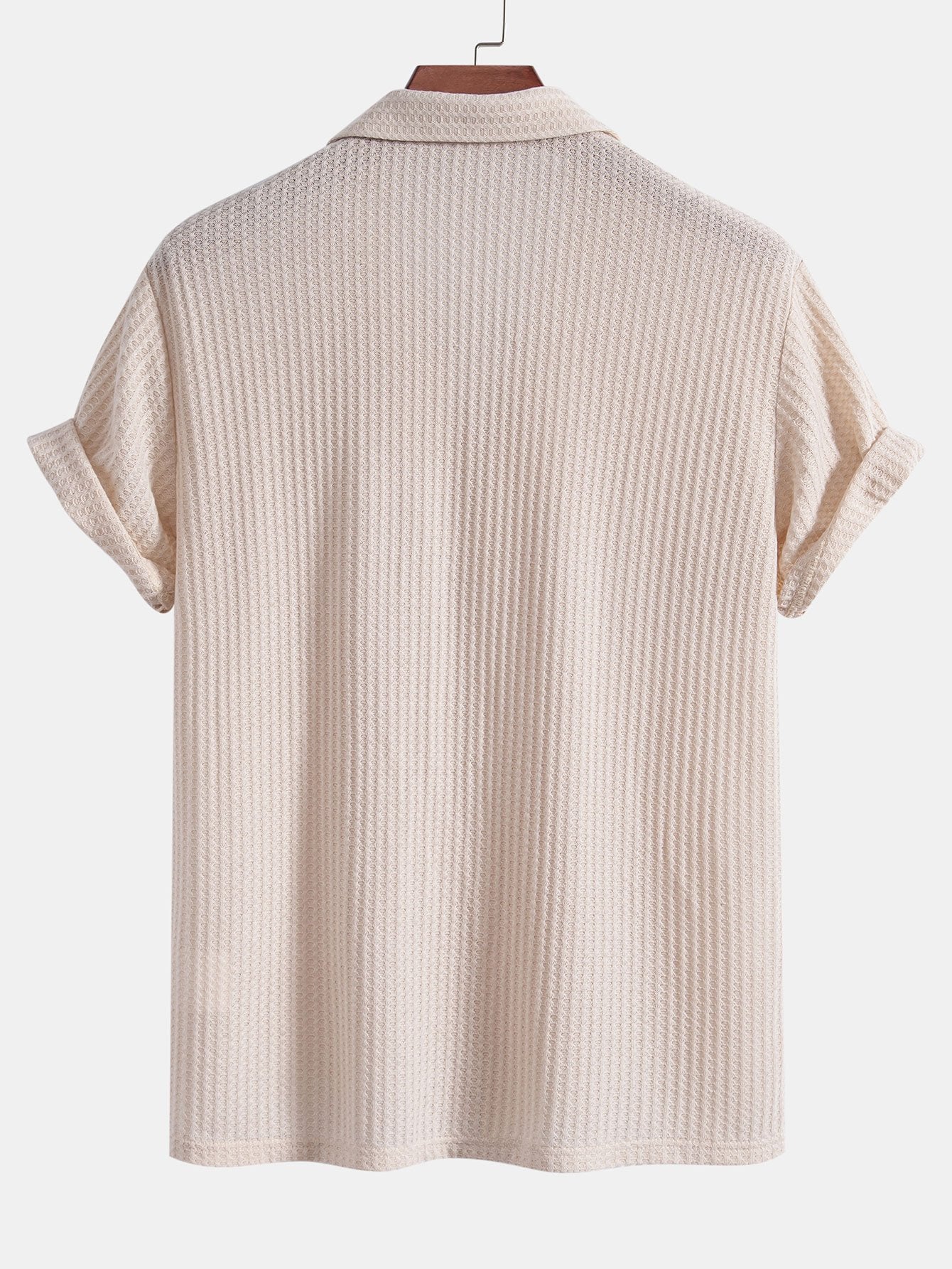 Short Sleeve Waffle Knit Cuban Shirt with Straight Leg Linen Trousers