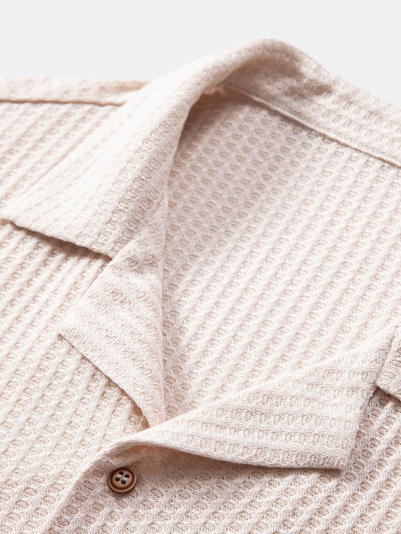 Short Sleeve Waffle Knit Cuban Shirt with Straight Leg Linen Trousers