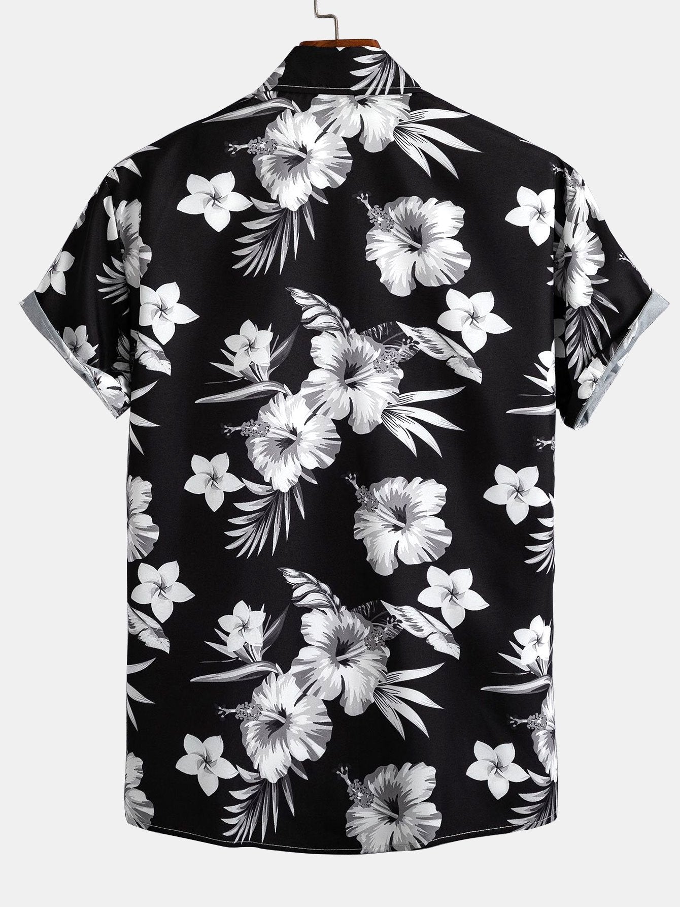 Button-Up Shirt with Tropical Floral Design