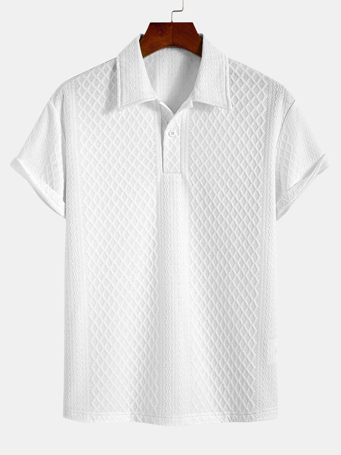 Geometric Jacquard Polo with Rhombus Design