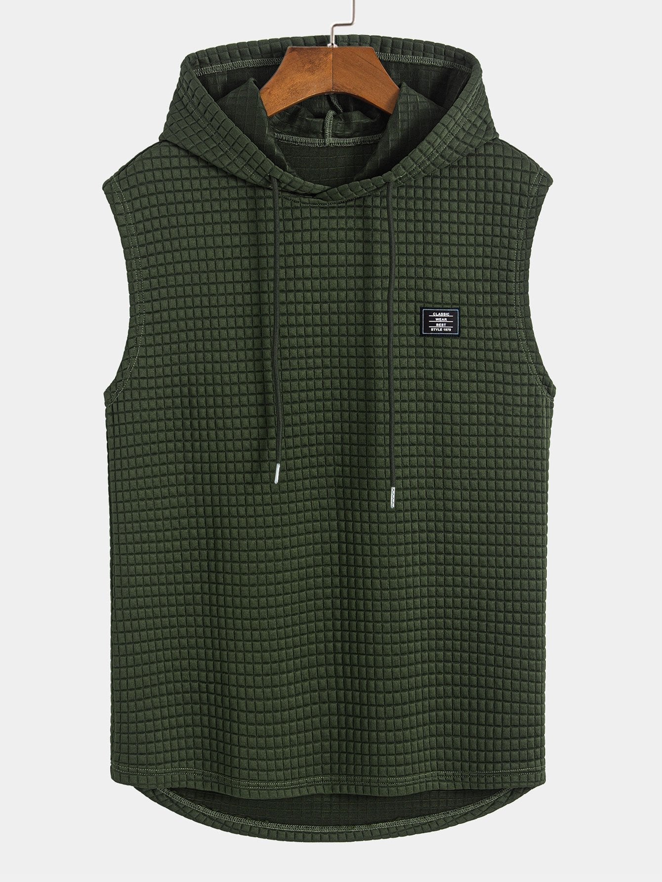 Waisted Sleeveless Hooded Waffle Vest