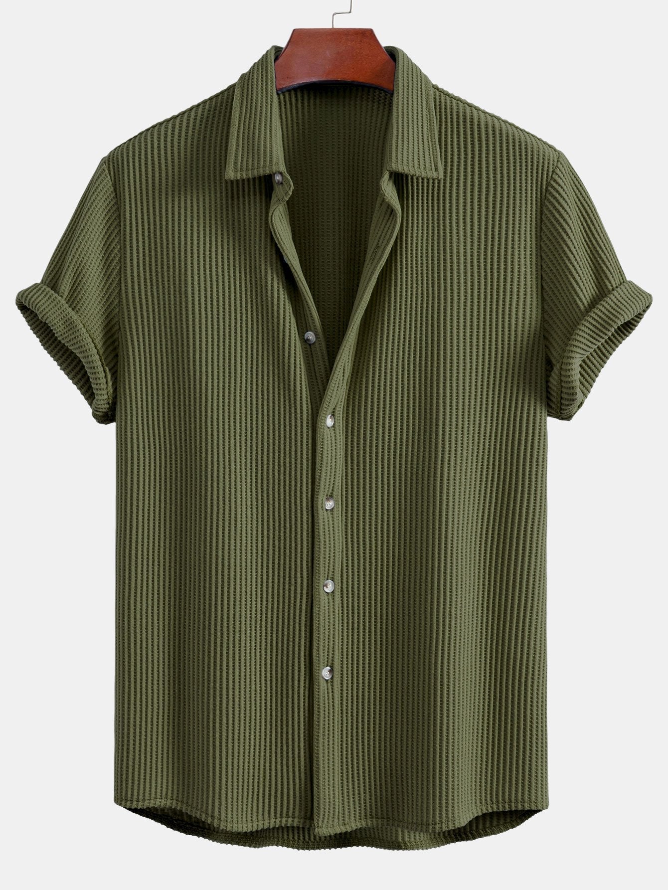 Button-Up Waffle Knit Shirt