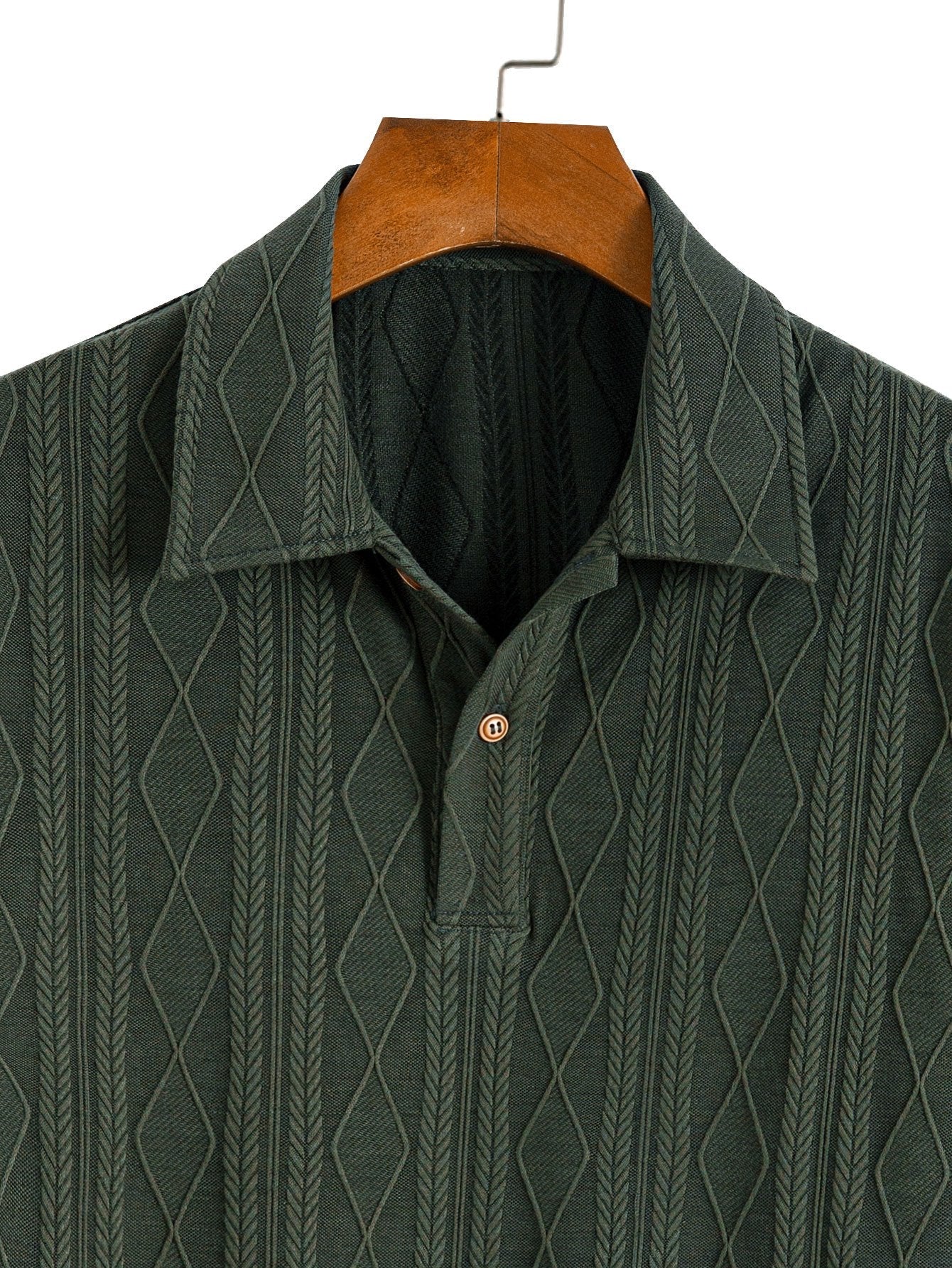 Jacquard Polo with Knitted Geometric Rhombus Design