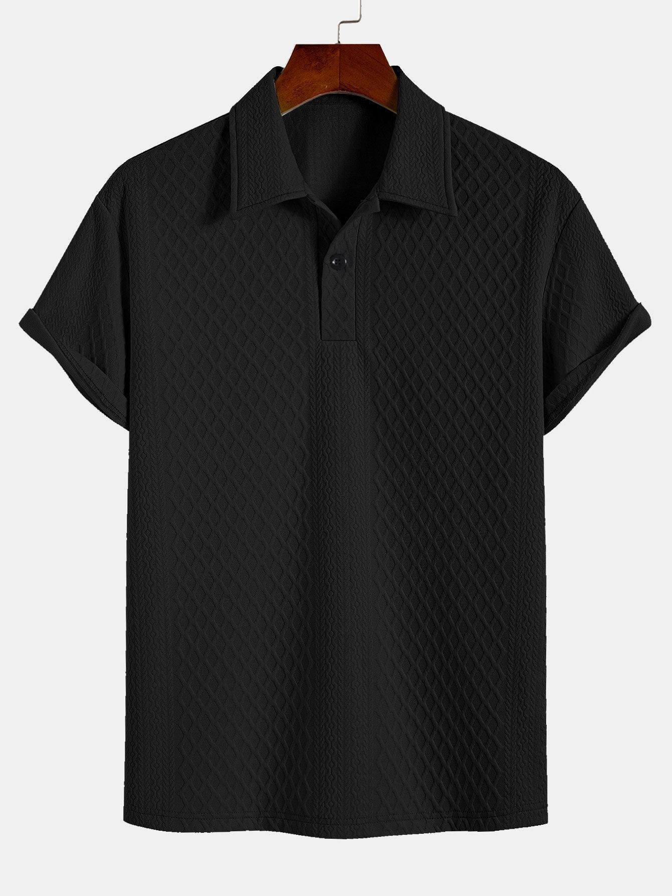 Geometric Jacquard Polo with Rhombus Design