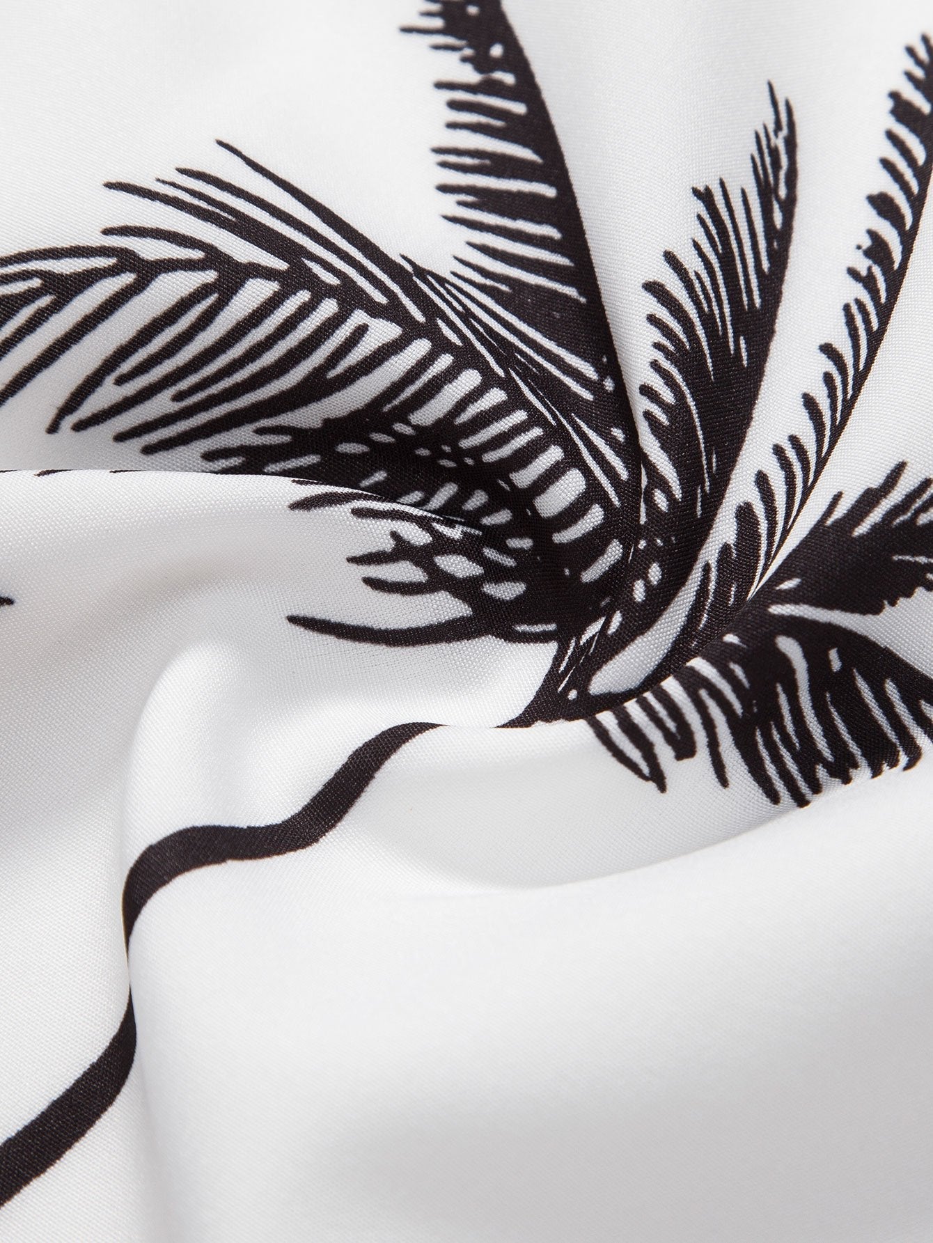 Palm Tree Print Button-Up Shirt with Striped Swim Shorts