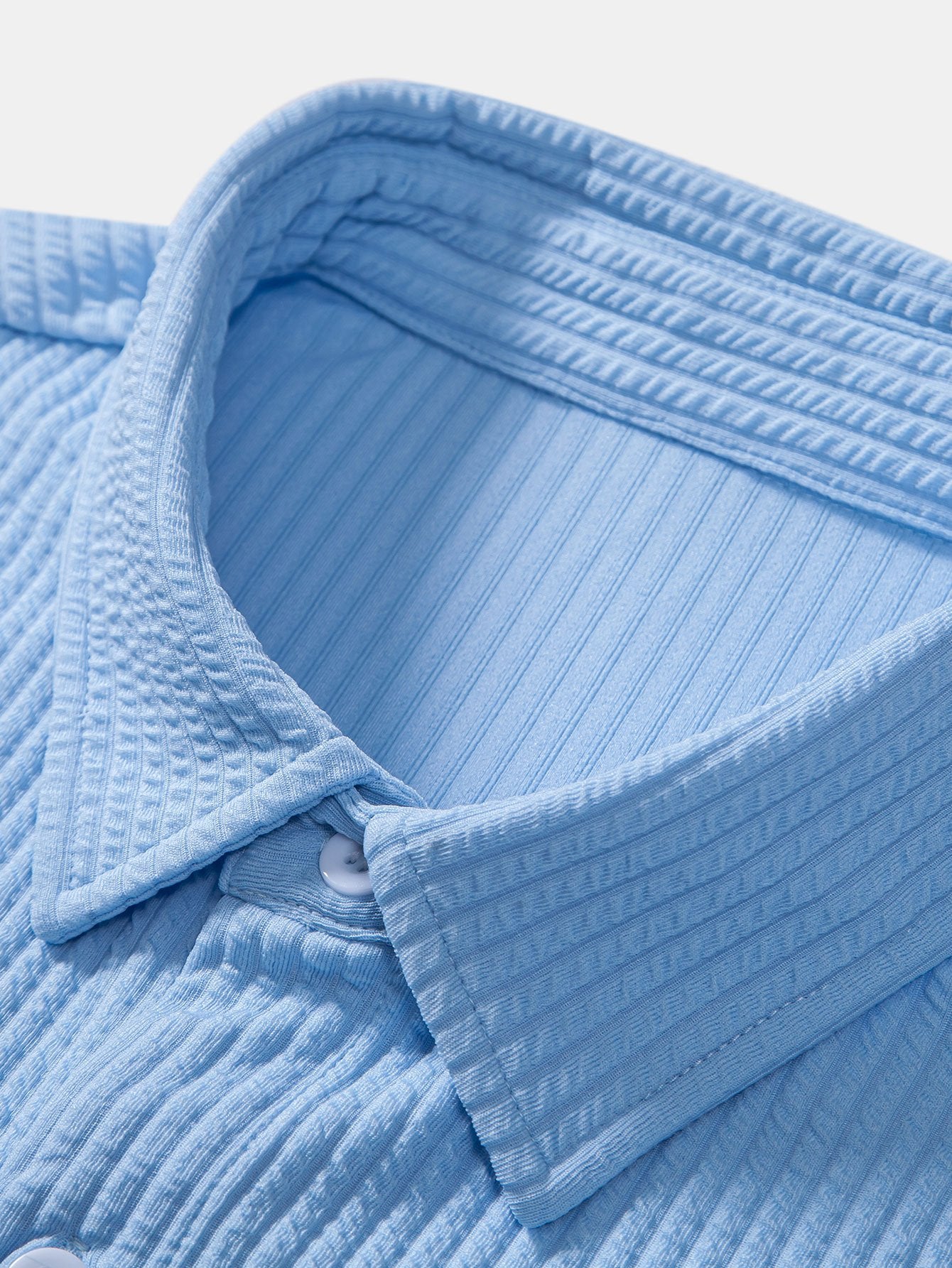 Ribbed Button-Up Shirt and Shorts Set in Muscle Fit